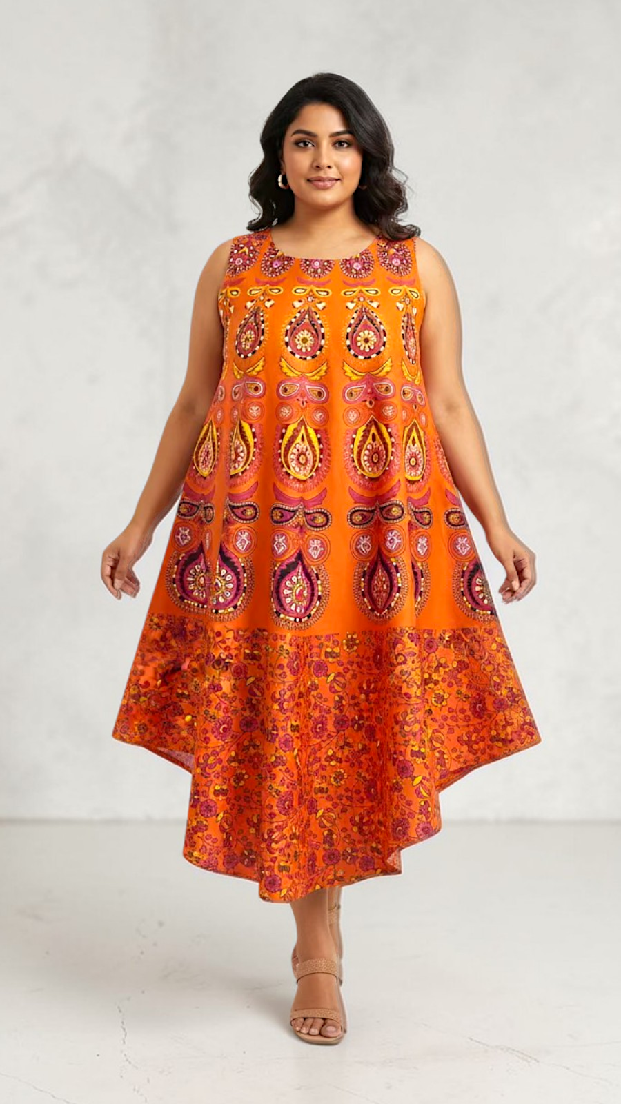 Women Cotton Umbrella Dress- Mandala Print 201