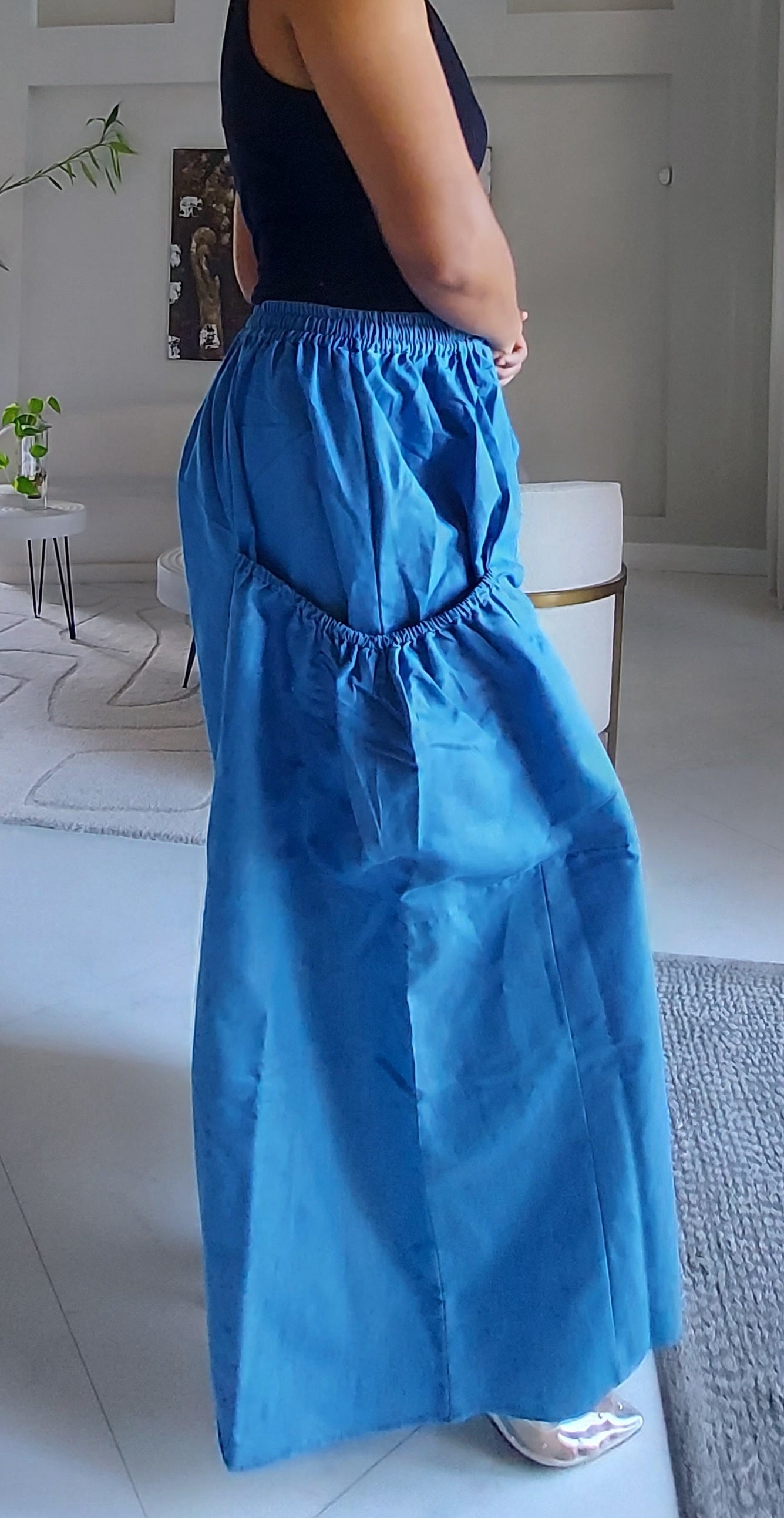 Denim Big Pocket Palazzo Pant - 45 Light Denim