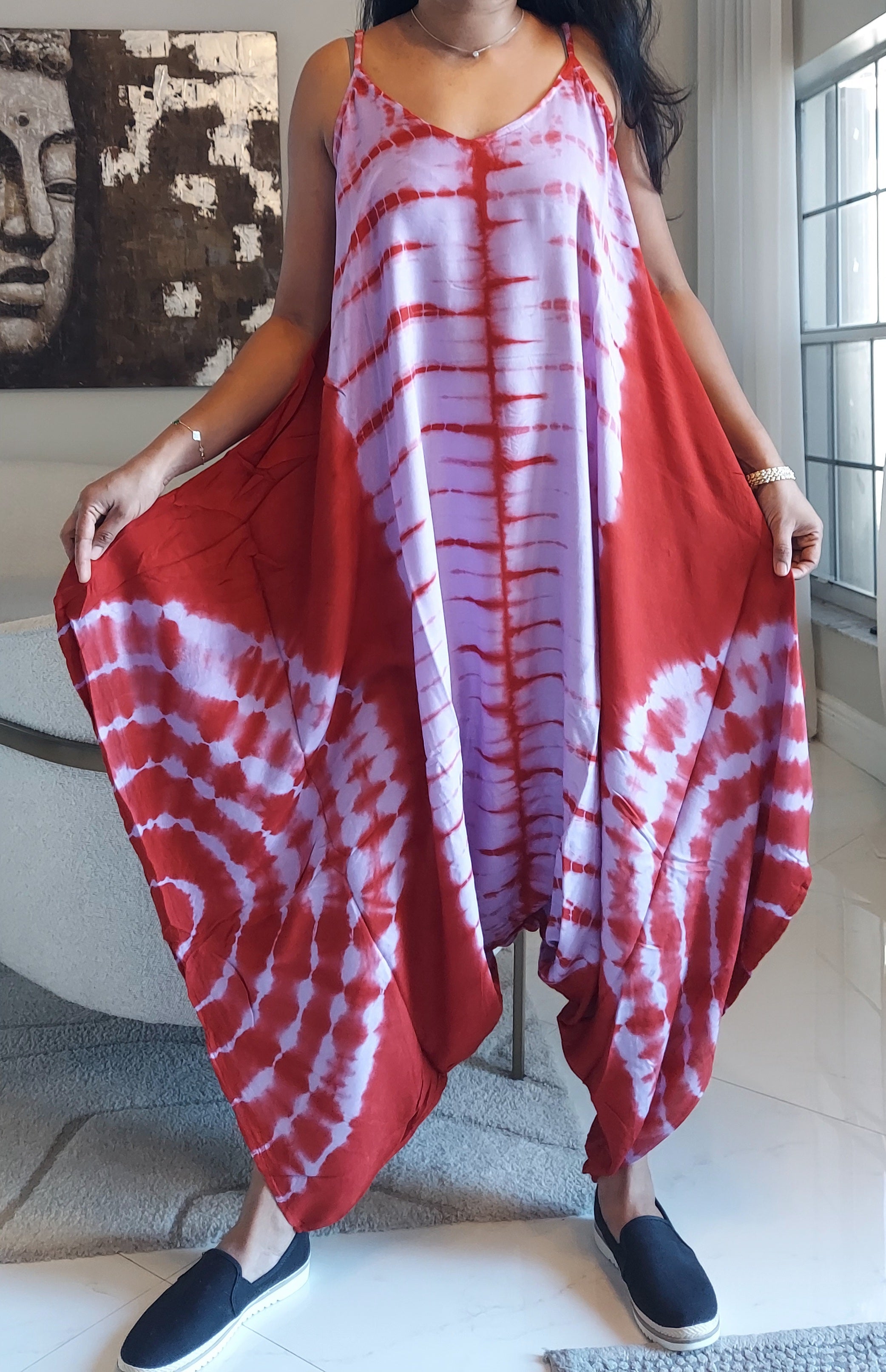 Harem Tie-Dye Jumpsuit Red 1105