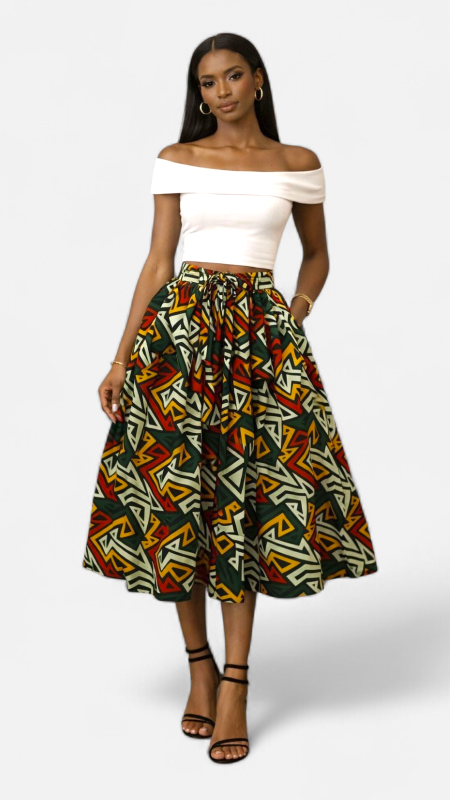 Ankara Midi Flare Skirt 1312 A