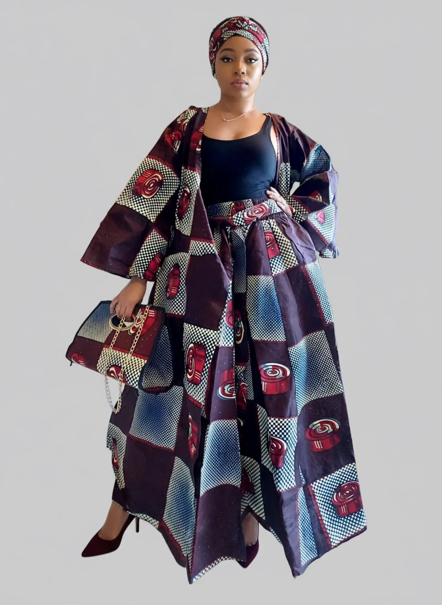 3pcs Set Maxi Skirt Pocketbook wrap Dress L