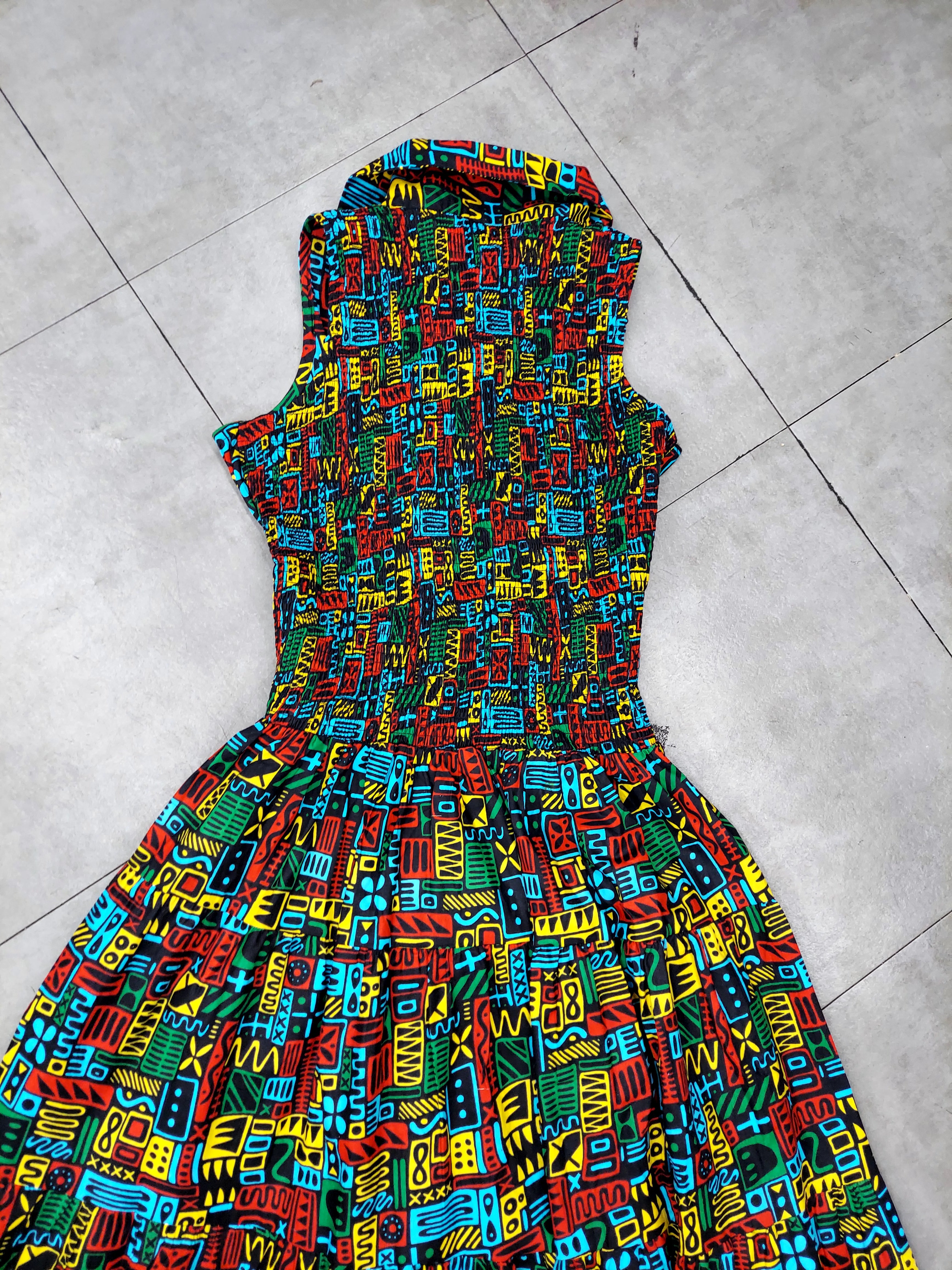 KVC24- Middi Halter Smock Dress