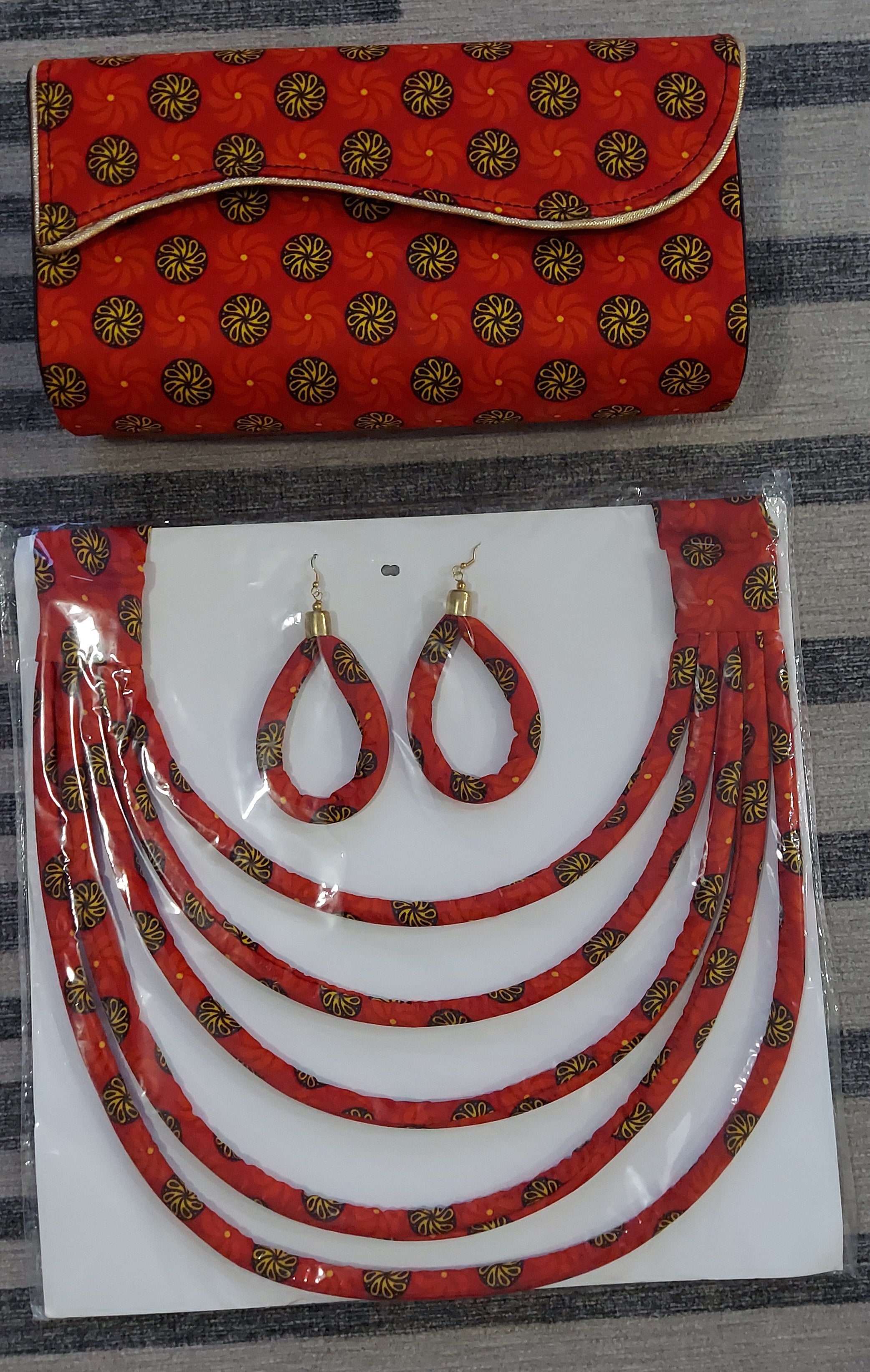 Clutch Bag & Rope  Necklace Set /African Kente /Ankara 22