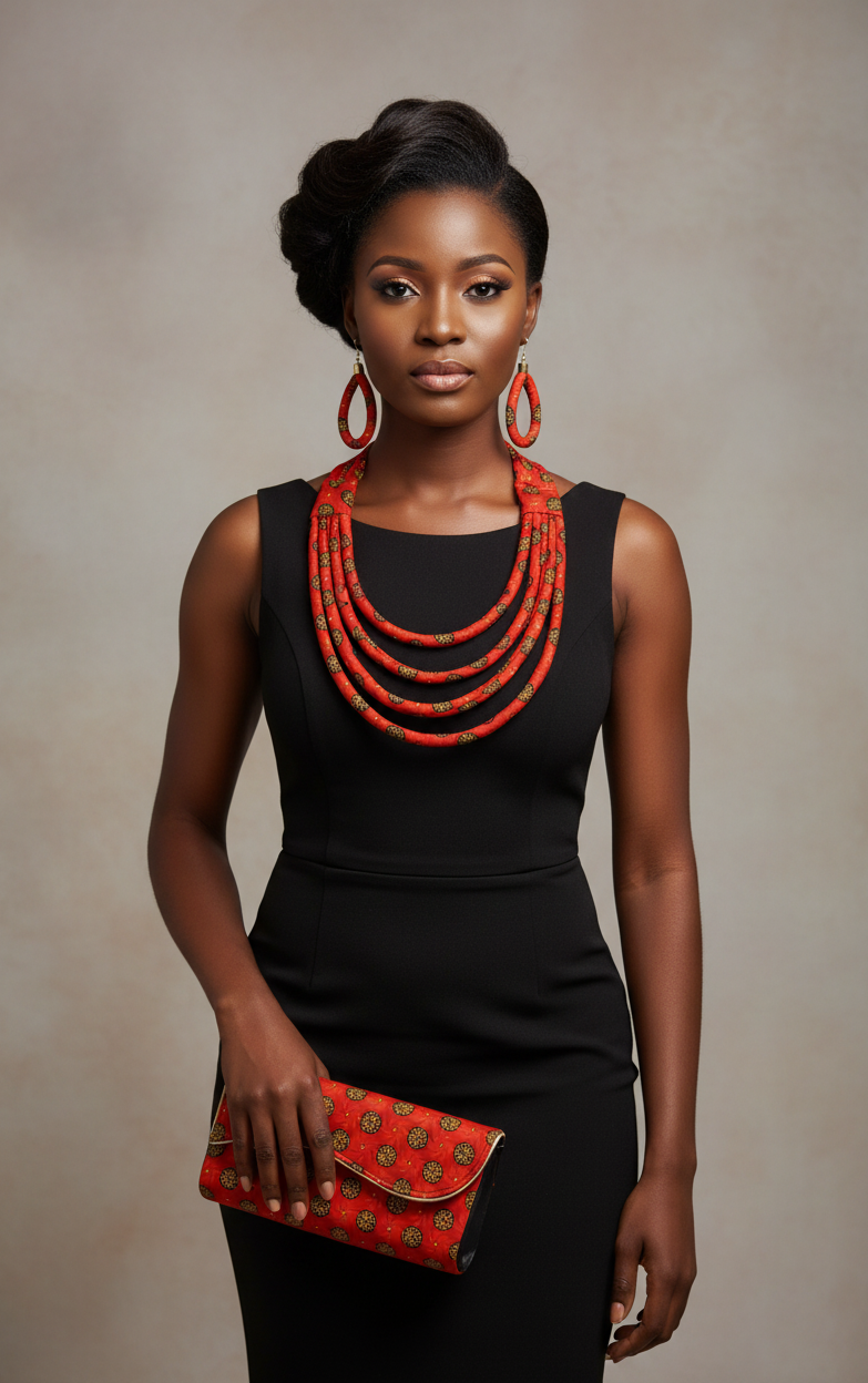 Clutch Bag & Rope  Necklace Set /African Kente /Ankara 22