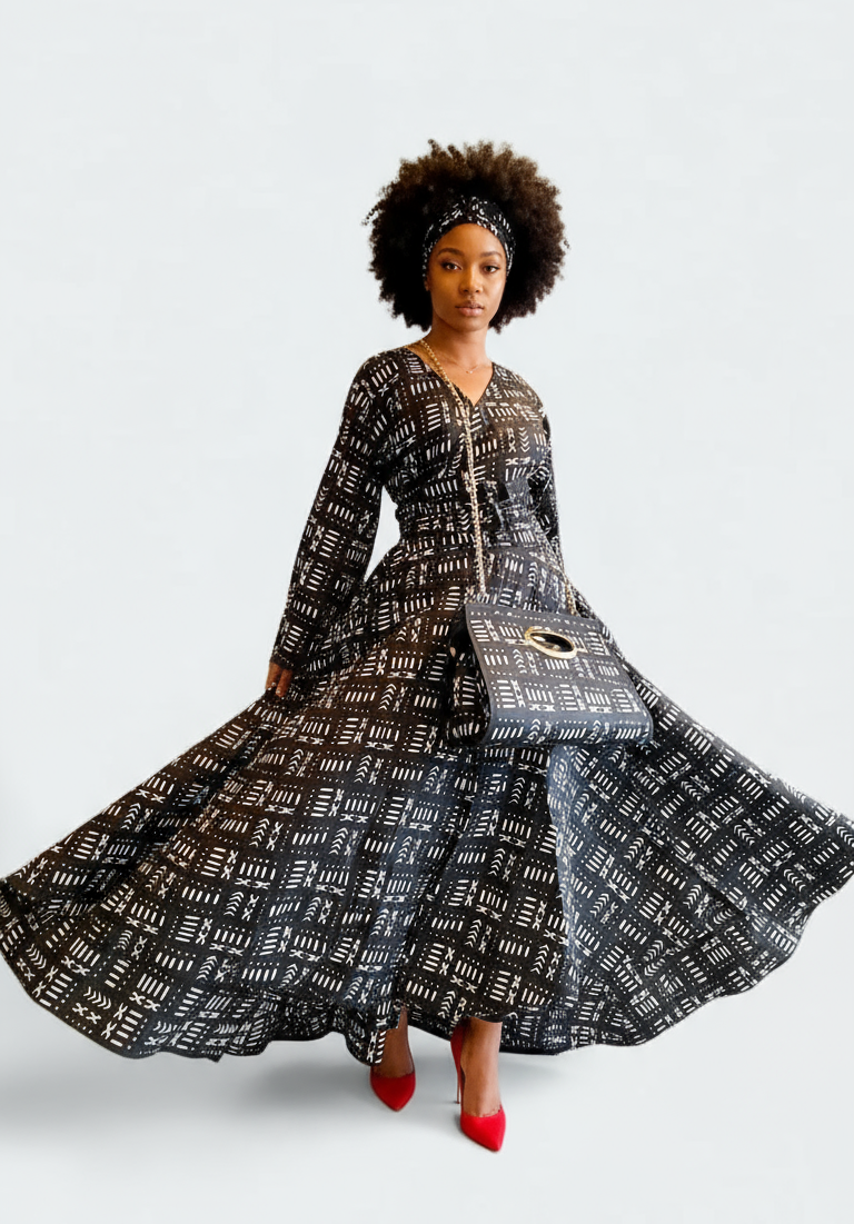 3pcs Set Maxi Skirt Pocketbook wrap Dress B