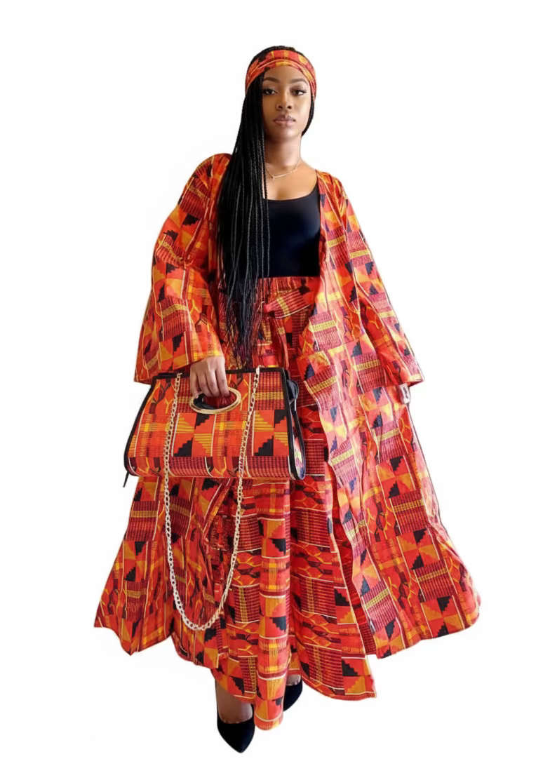 3pcs Set Maxi Skirt Pocketbook wrap Dress I