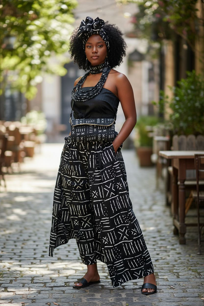 3PCS Set/ Cape Pant /Purse / Necklace Set -Tribal Print 25-60