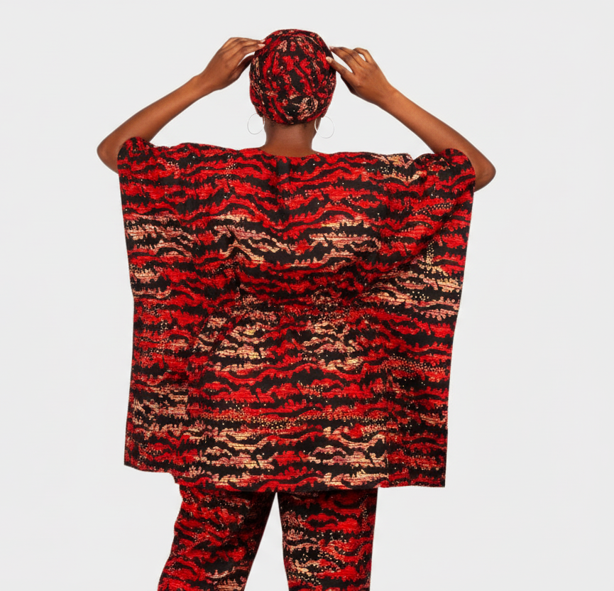 Peplum / kaftan Top & Pant Set Red 806