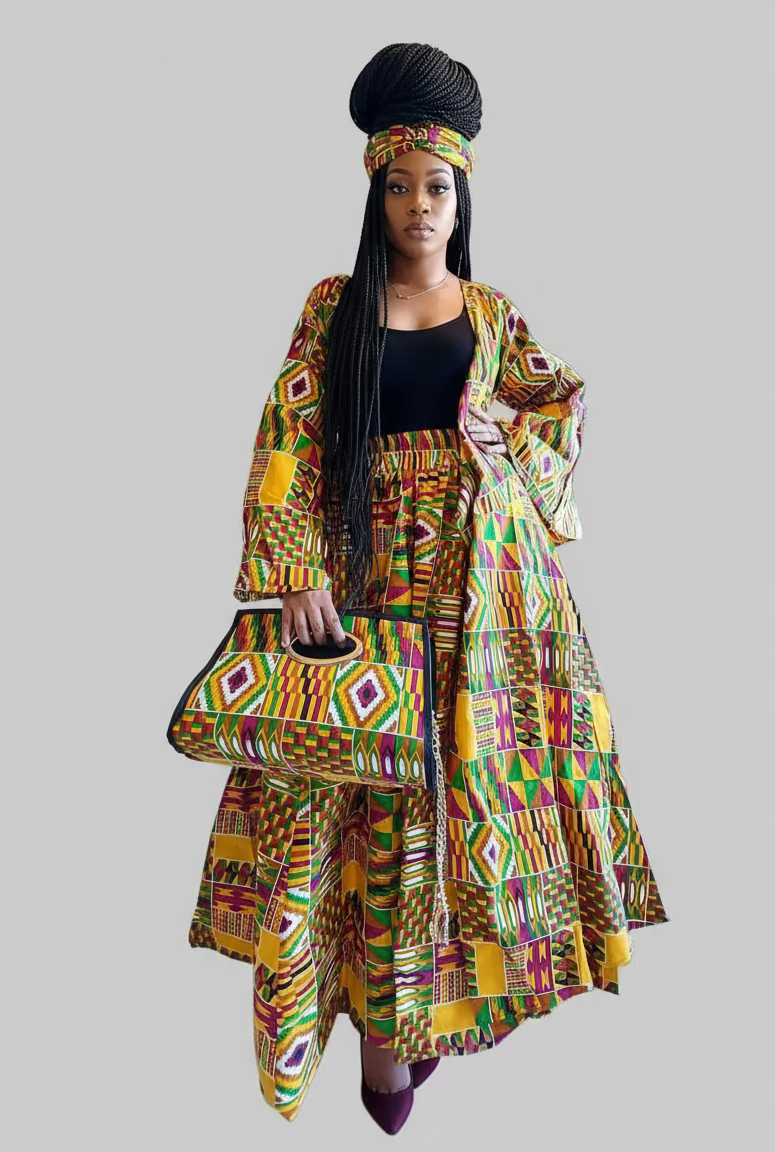 3pcs Set Maxi Skirt Pocketbook wrap Dress P