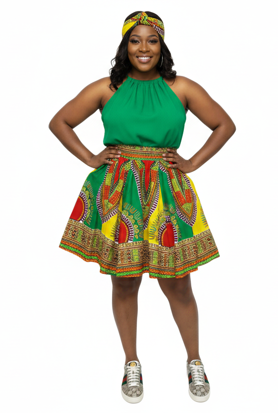 7009 Women Short Skirt Dashiki Skirt