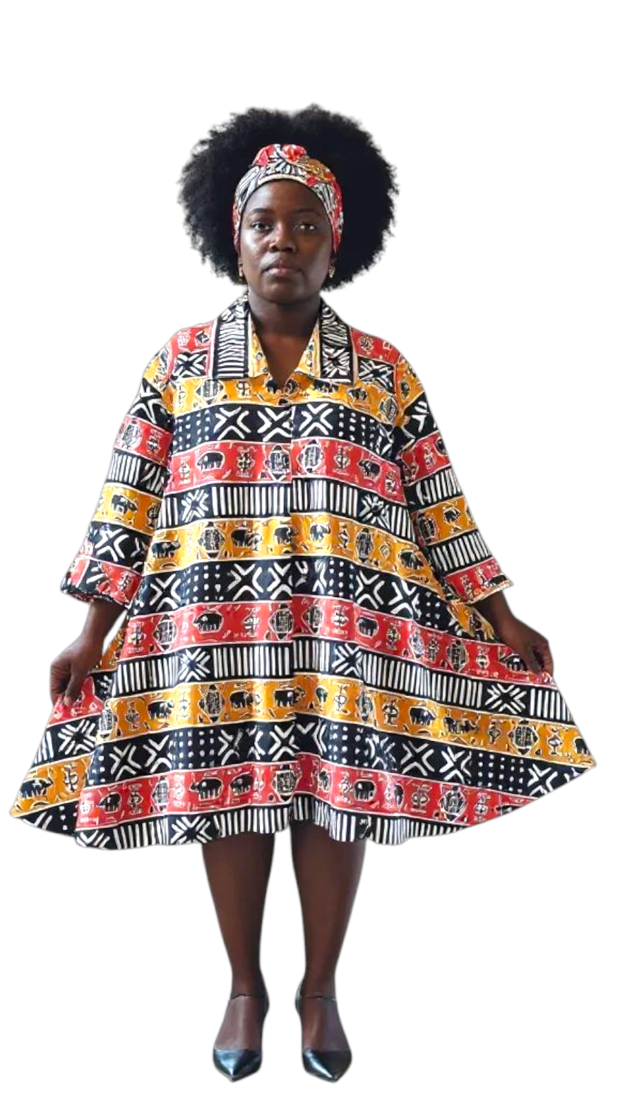 Cotton Short  Dress / Blouse- Ankara Print- 243 / DRS029