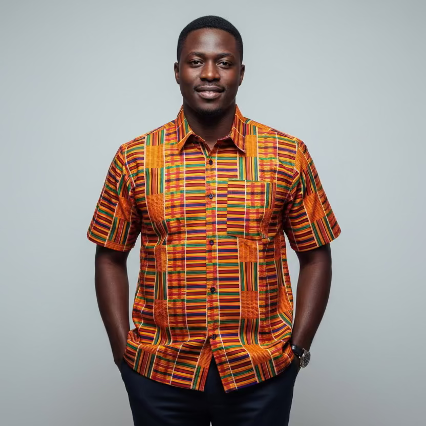 #DSK55 KENTE BUTTON DOWN SHIRT