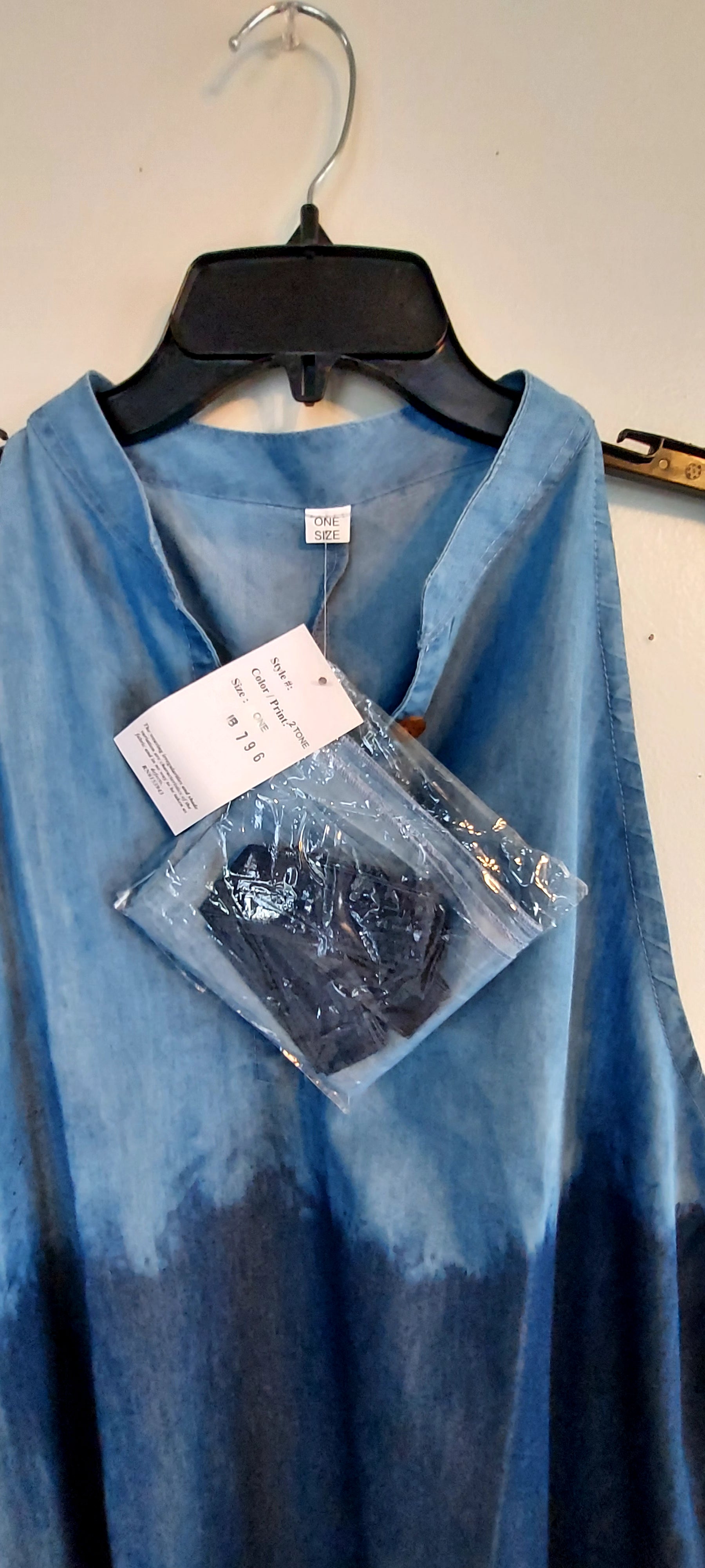 Haltered Neck Bottton Middi Dress 796 Two Tone  Denim