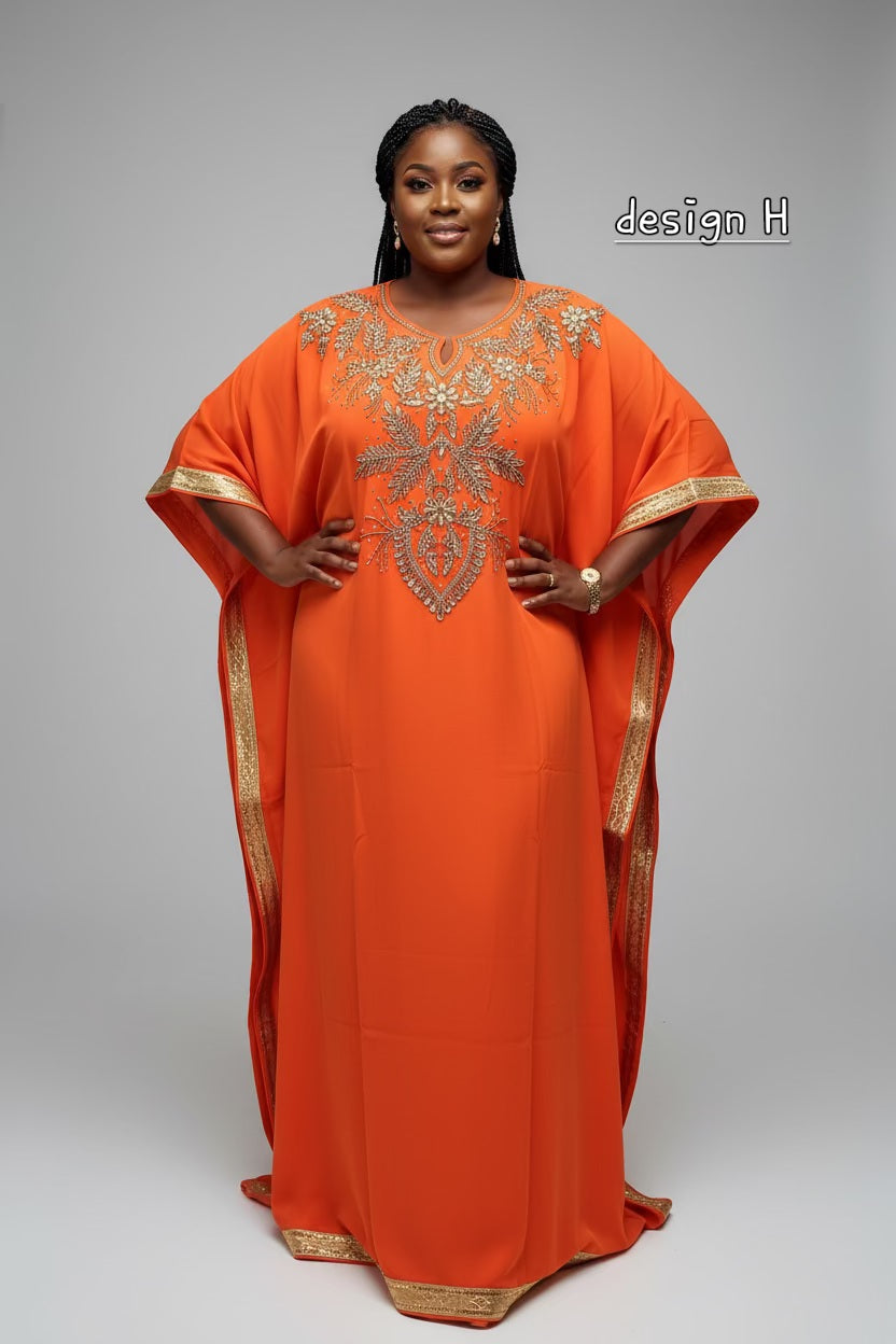 Beaded kaftan Dress With  Border