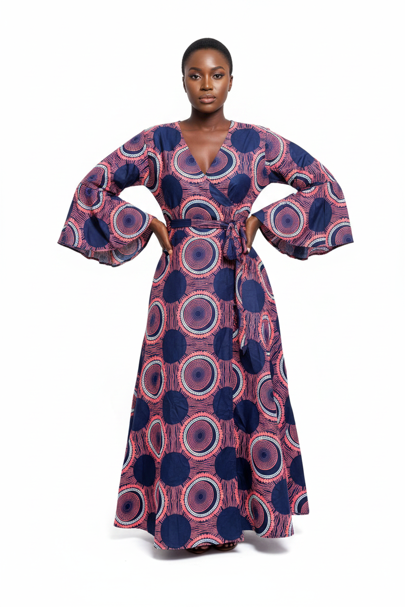 Wrap Dress / Ankara Kente Print - 1360 H
