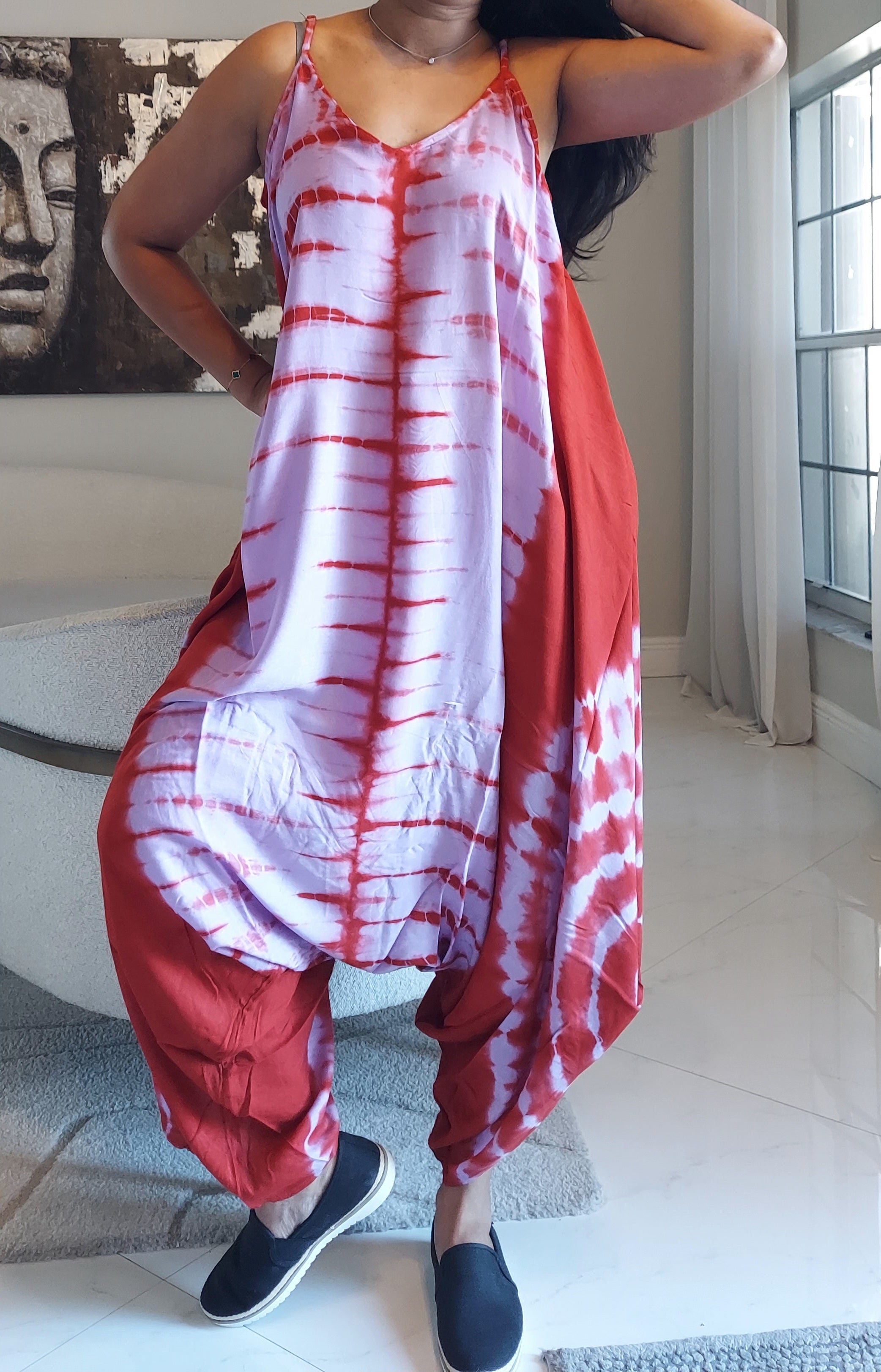 Harem Tie-Dye Jumpsuit Red 1105
