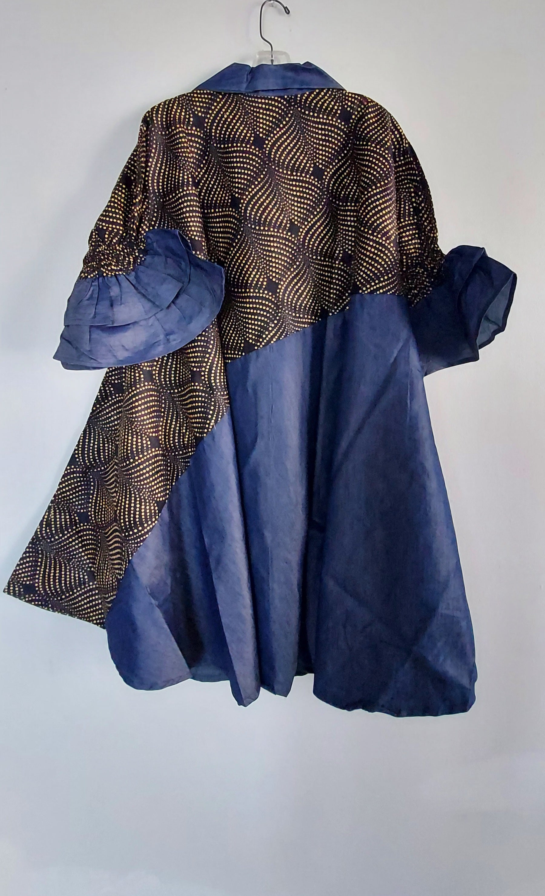 Denim Shirt Dress with Ankara African Print 3139 - O