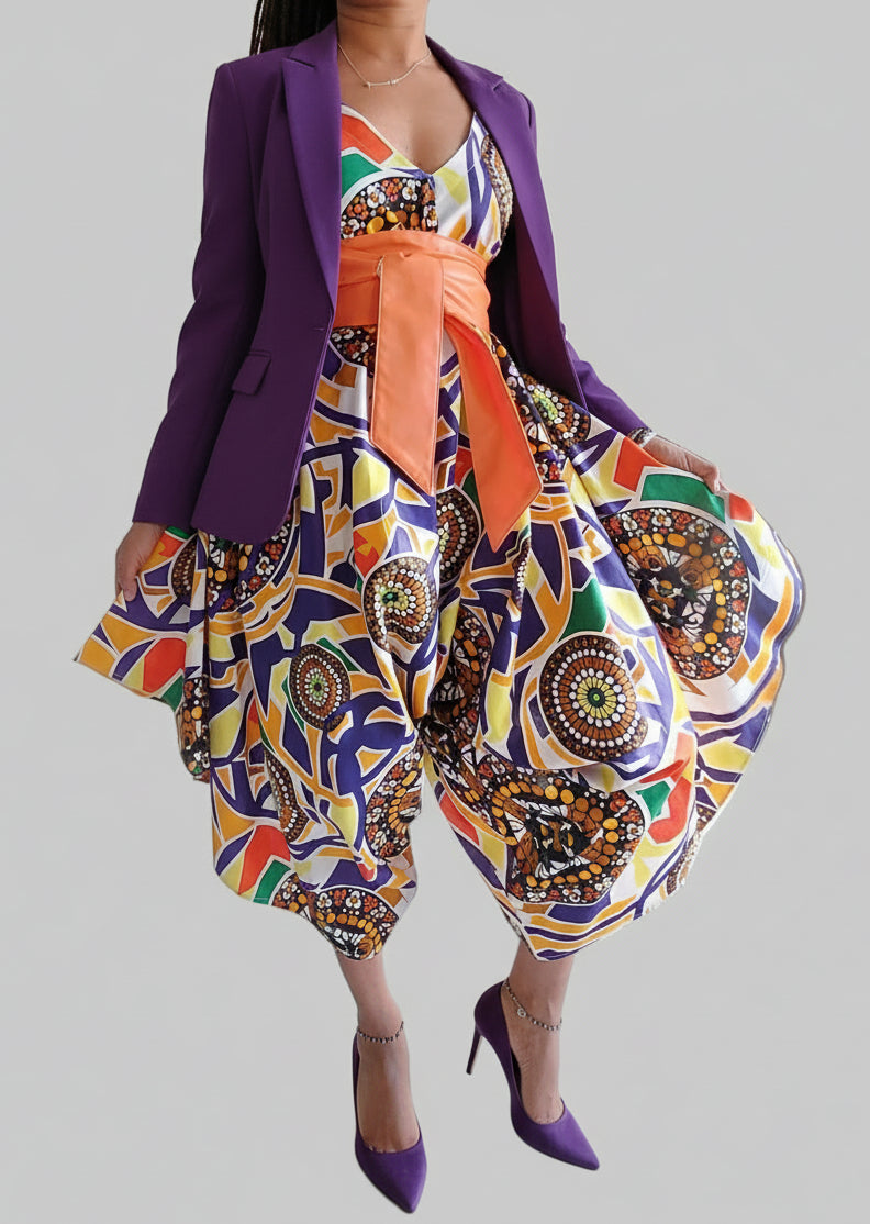 9003 - Harem Romper/Spagetti Straps/ Printed -Multi