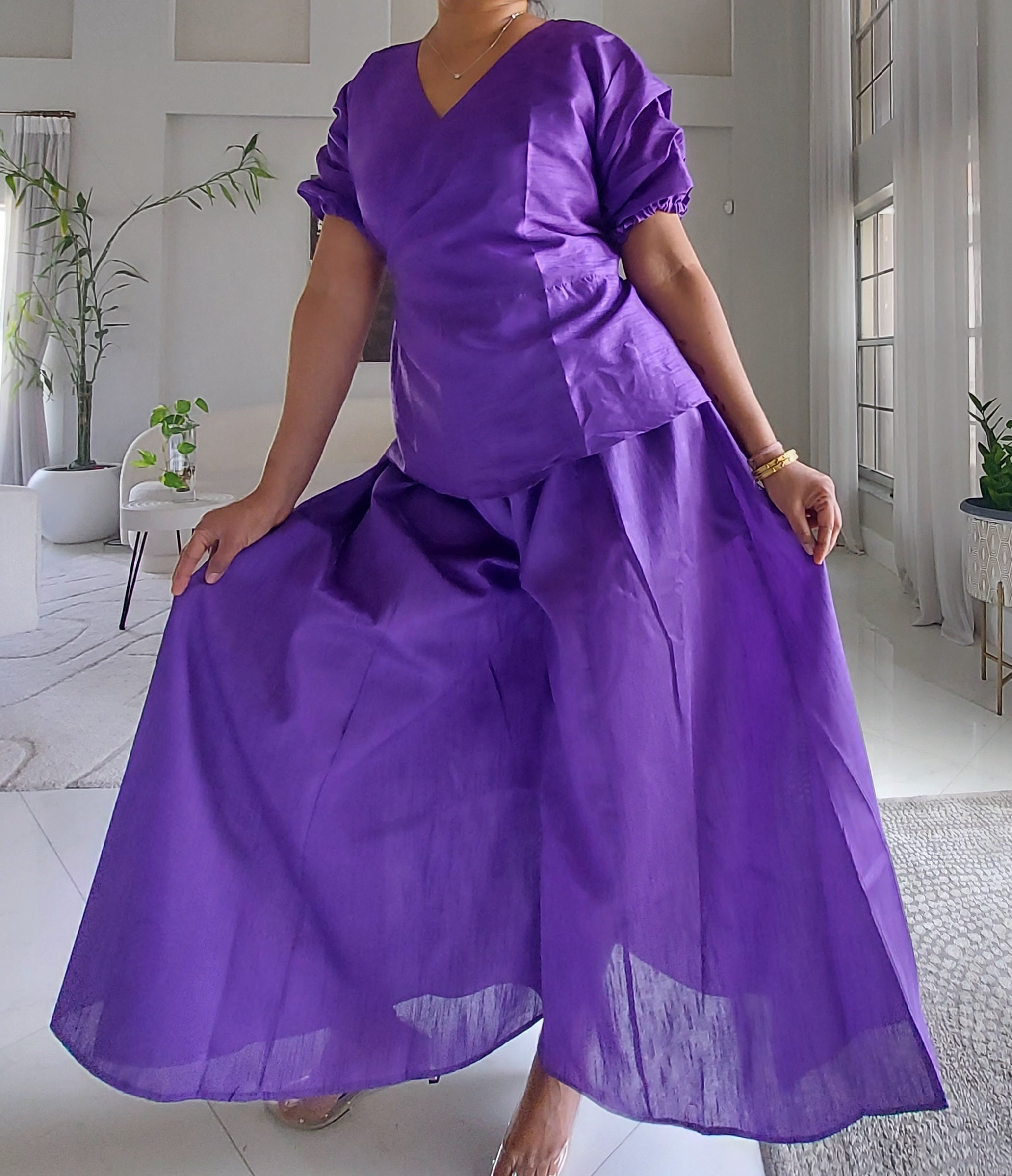 Faux Silk Palazzo Set -  4196