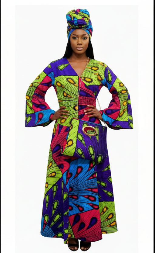 Combo Long Wrap Dress + Pocketbook Set 2025-808