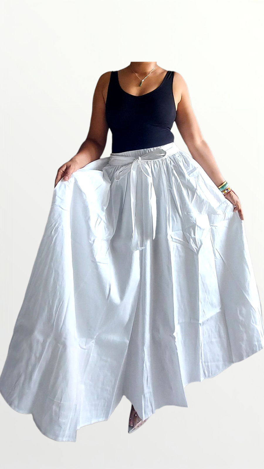 Cotton  Maxi Skirt- White