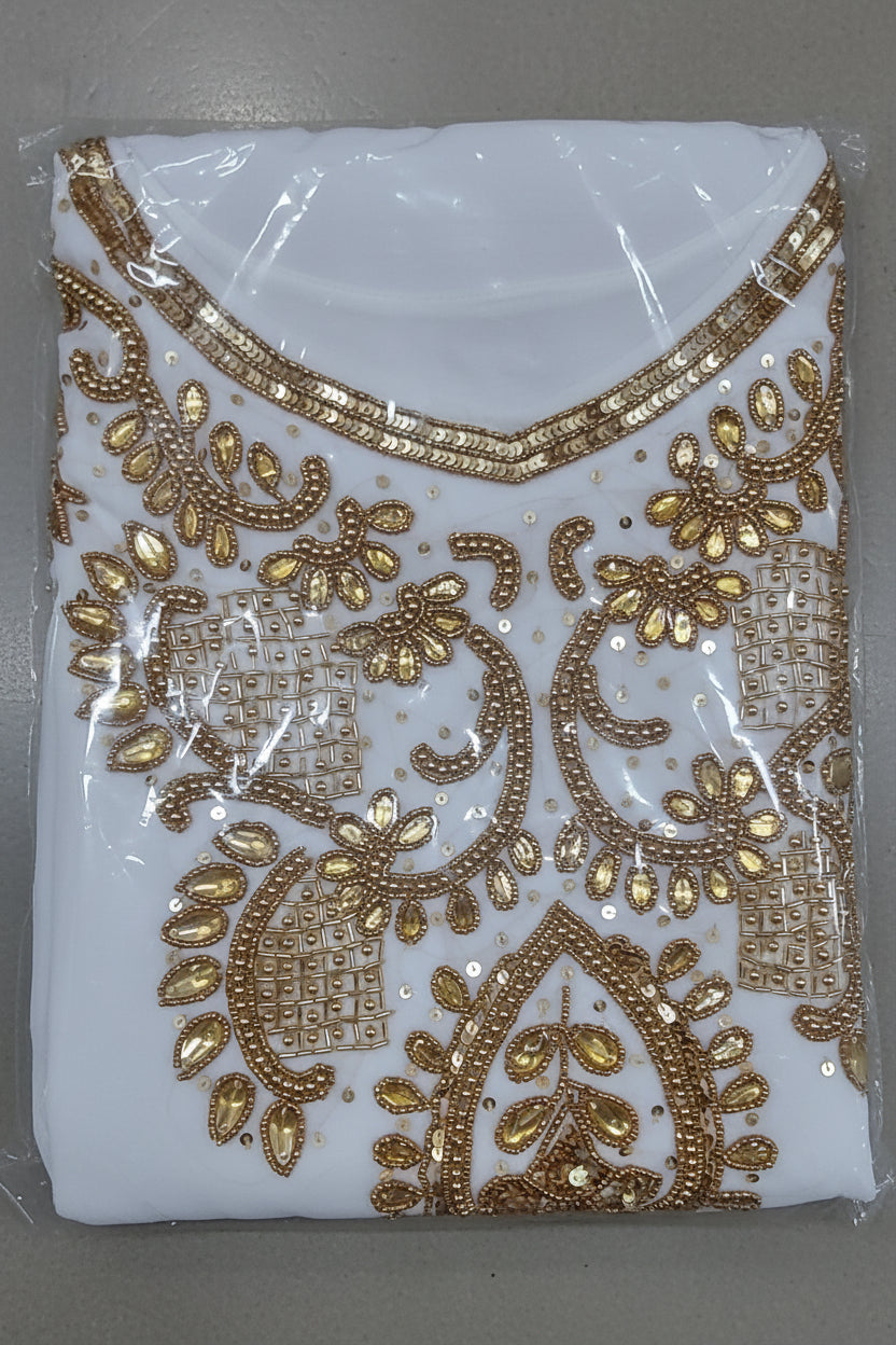Beaded kaftan Dress With Gold Border -J101A