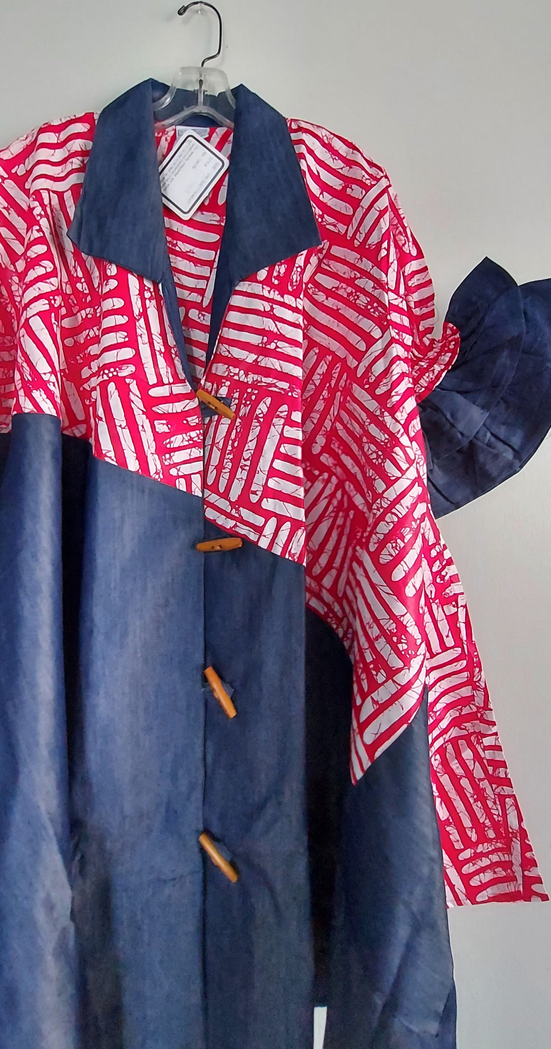 Denim Shirt Dress with Ankara African Print 3139-L