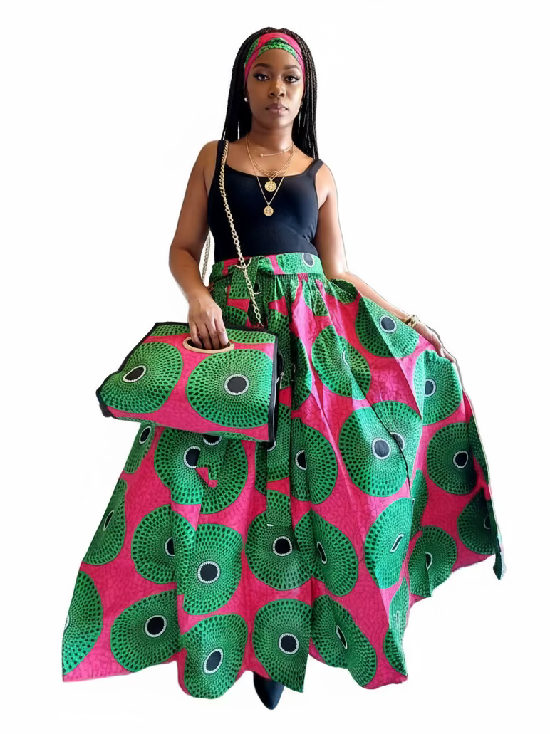 3pcs Set Maxi Skirt Pocketbook wrap Dress G