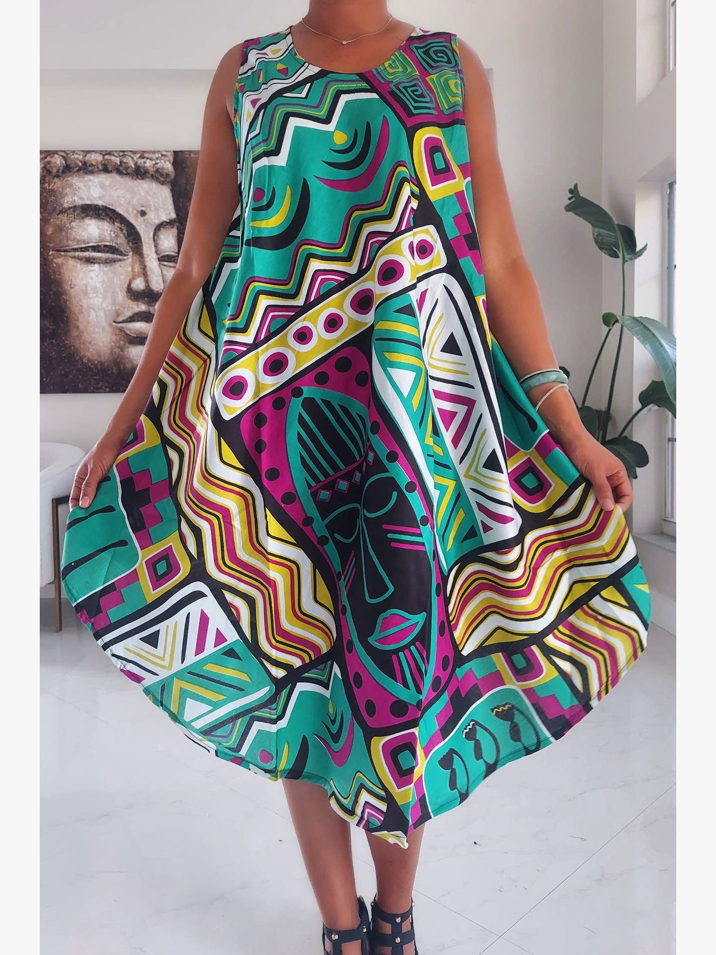 1691 Umbrella Dress/ Beach Dress/ Tribal Print