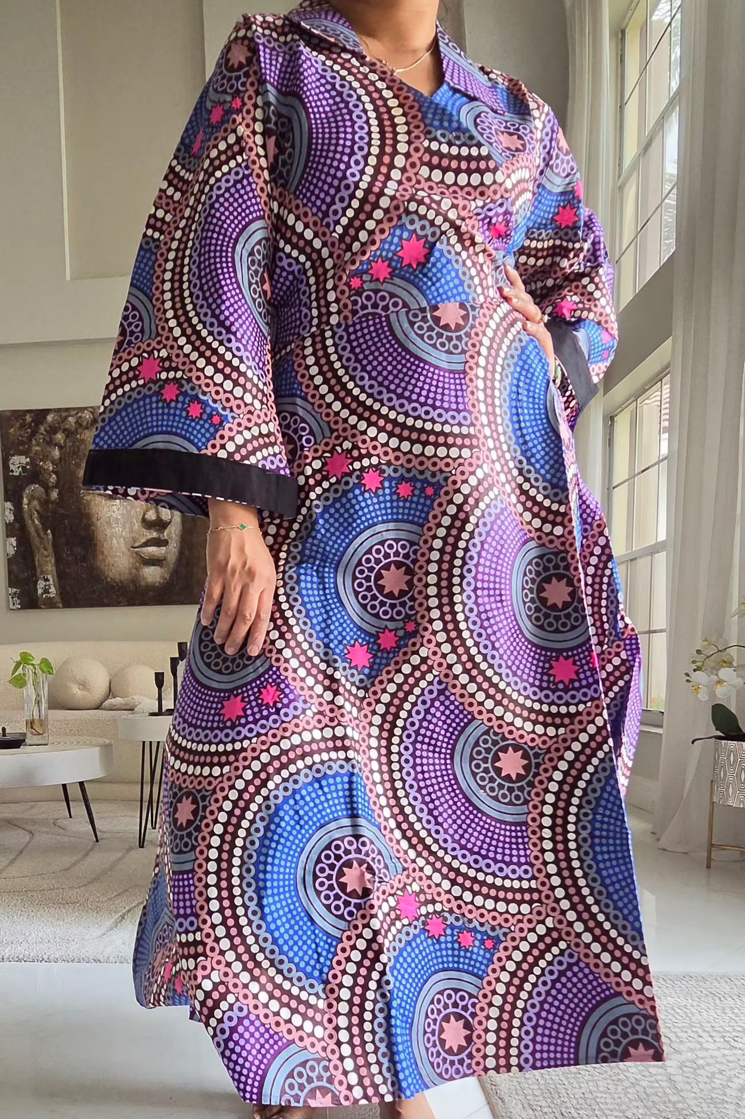 Cotton Wrap Dress 8007 Purple