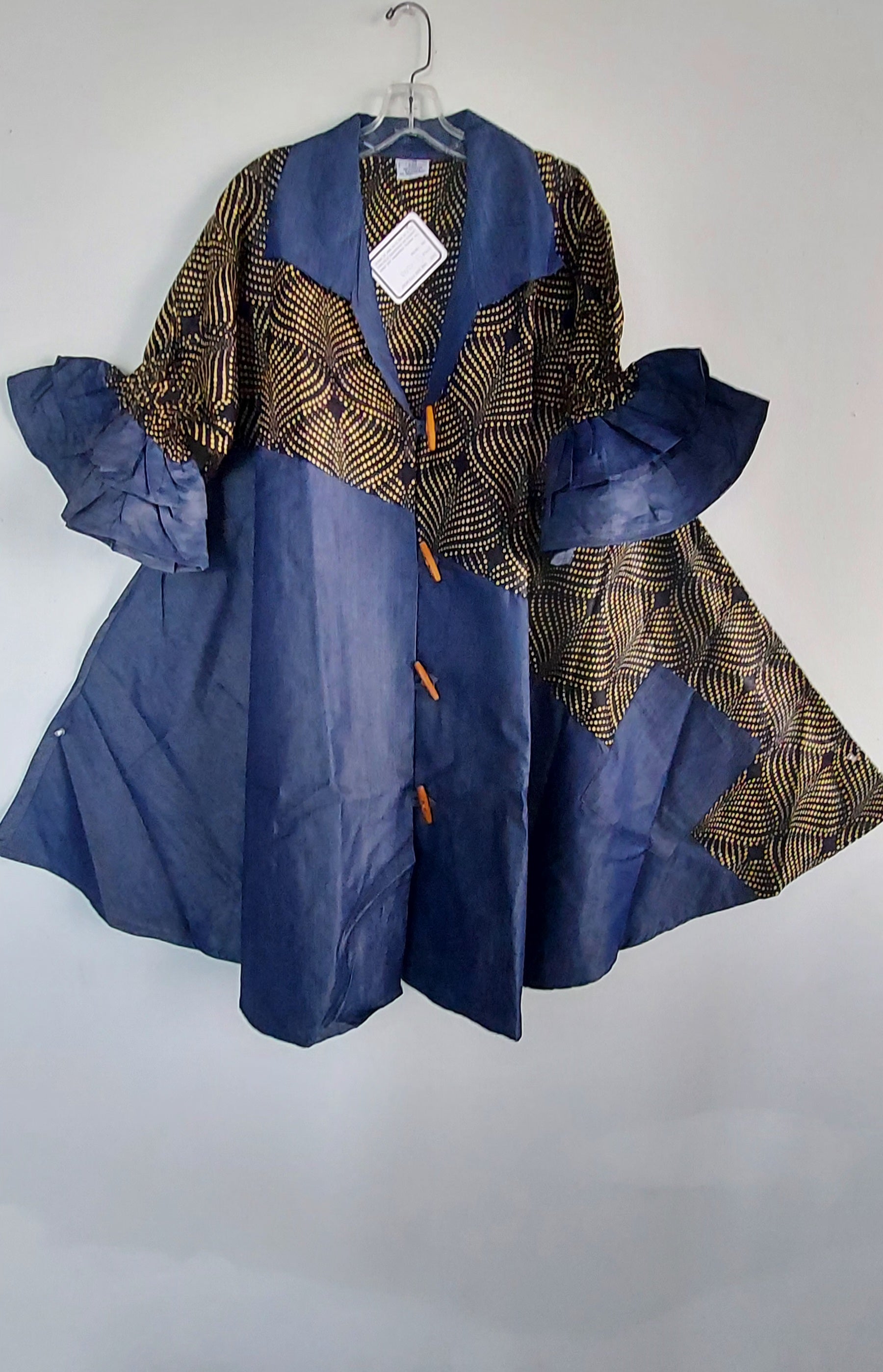 Denim Shirt Dress with Ankara African Print 3139 - O