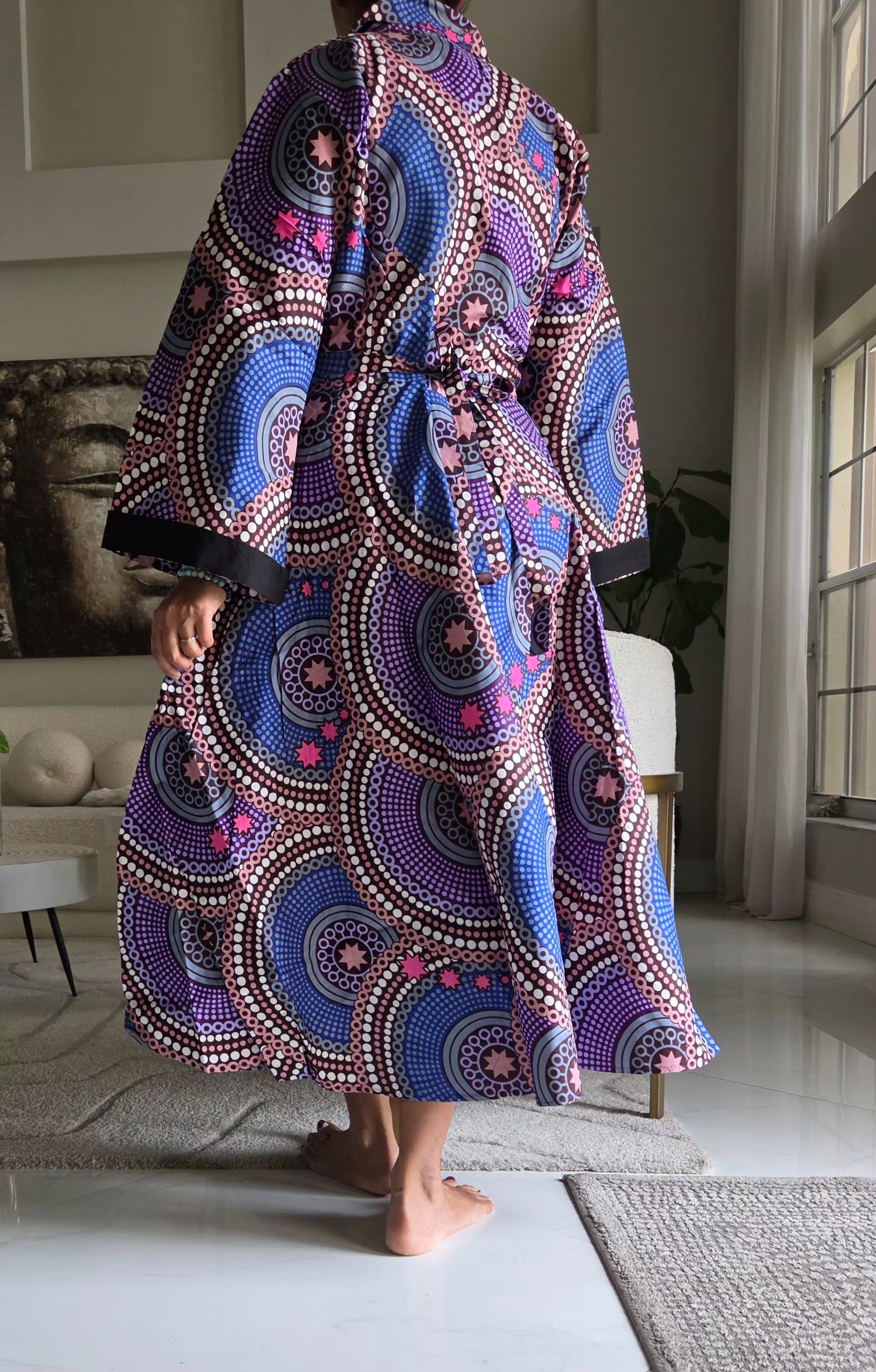 Cotton Wrap Dress 8007 Purple