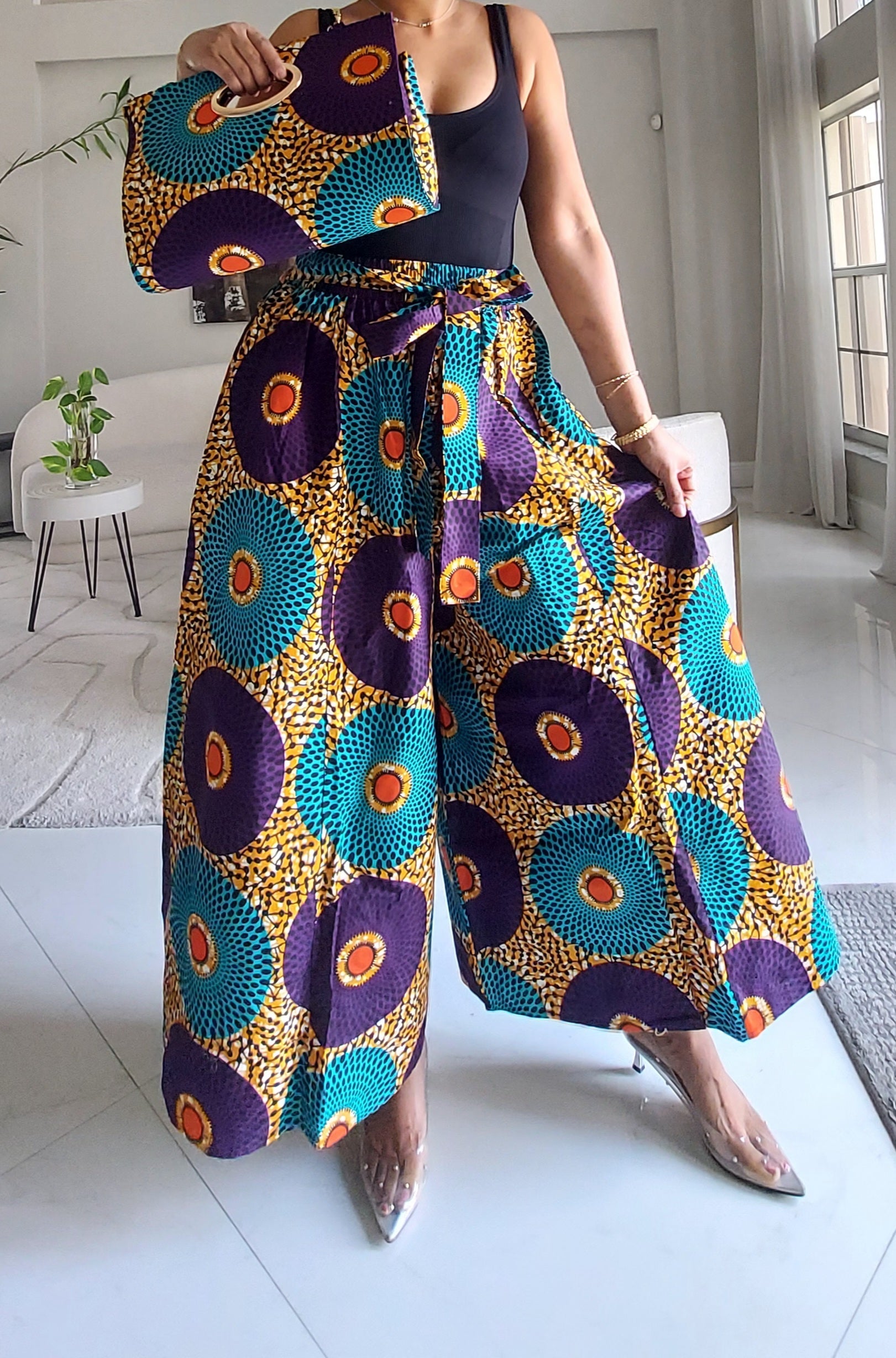 5-Piece African Ankara Pant Set Sunburst - 019-PS14A
