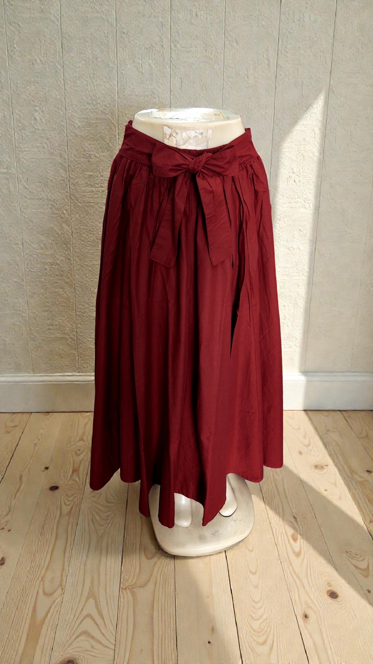 7001- Solid Long Maxi Skirt- Burgundy