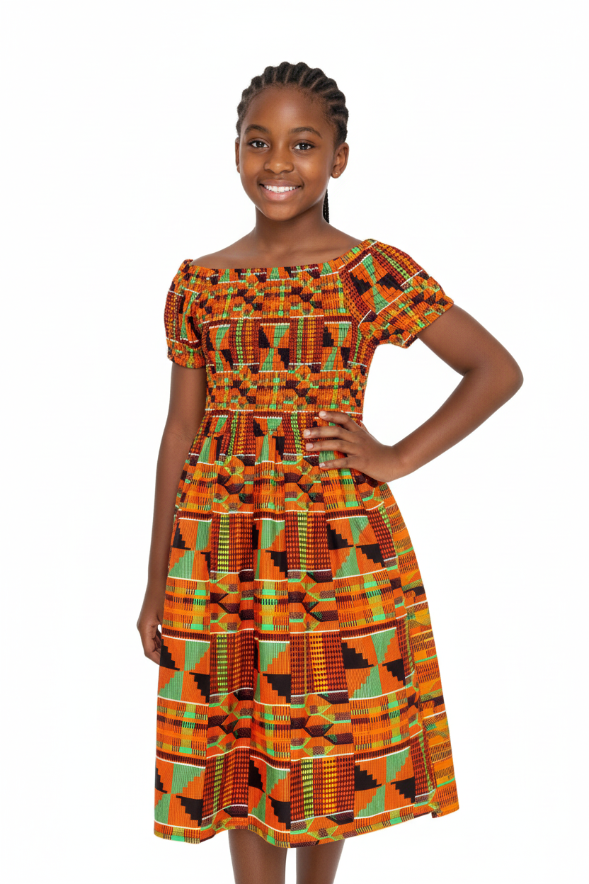 Kids / Girls African Kente  Dress 109