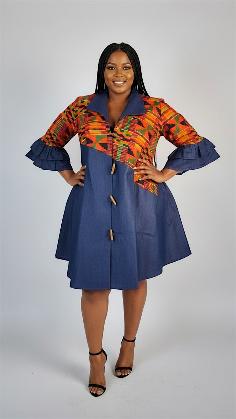 long ankara shirt dress Toke Ankara Shirt dress Arourah