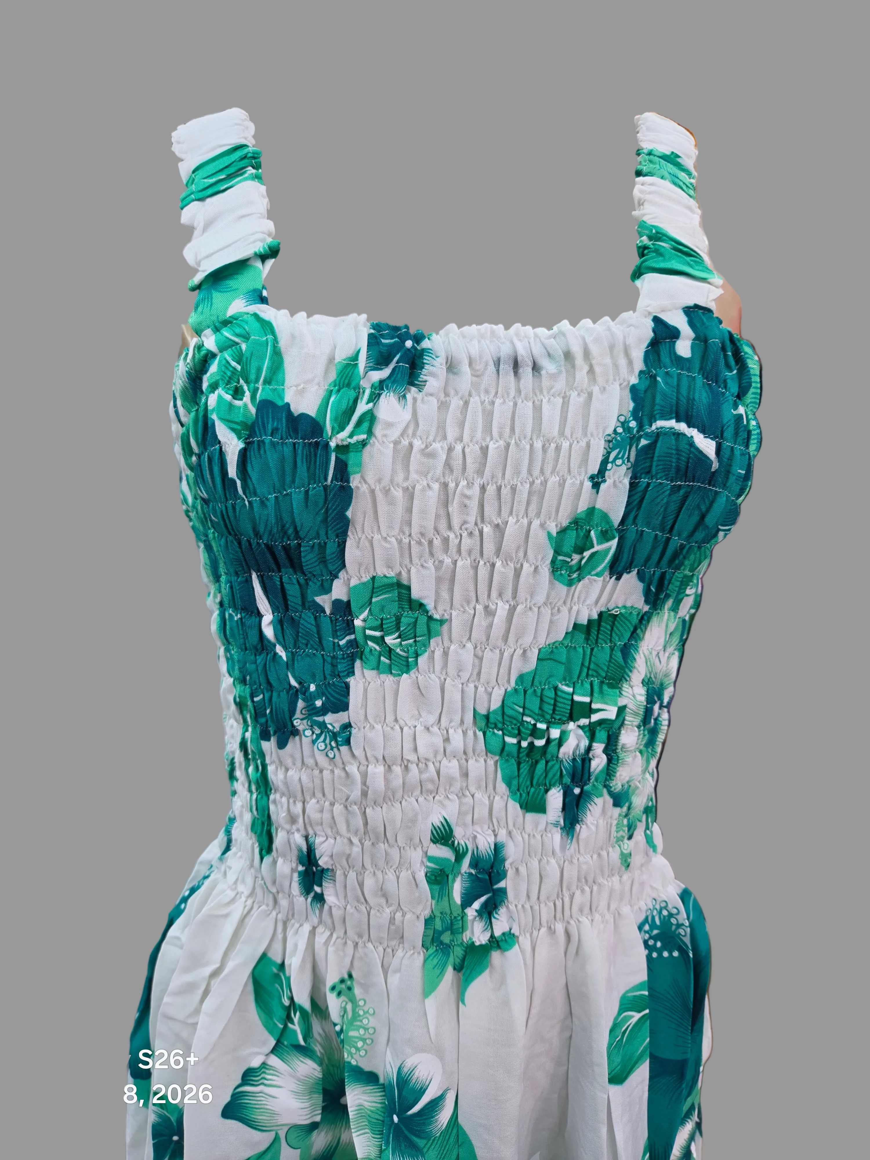 Hawaiian Floral Dress/ Mid Length/ Spagetti Straps- 571