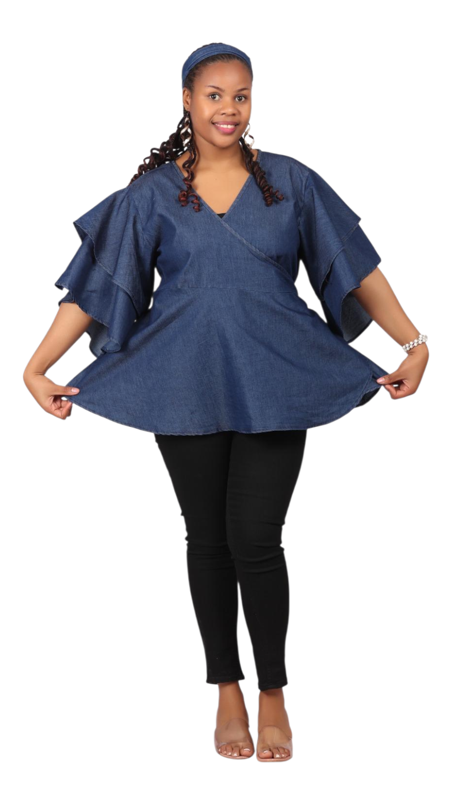 Denim Wrap Blouse T012D