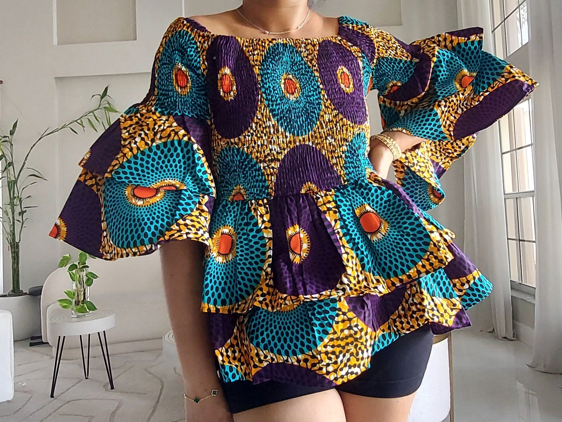 5-Piece African Ankara Pant Set Sunburst - 019-PS14A