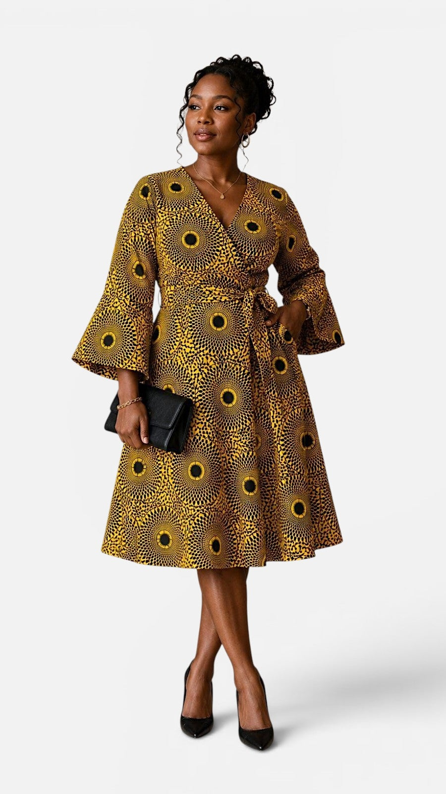 Mid Length Wrap Dress  1370 Yellow