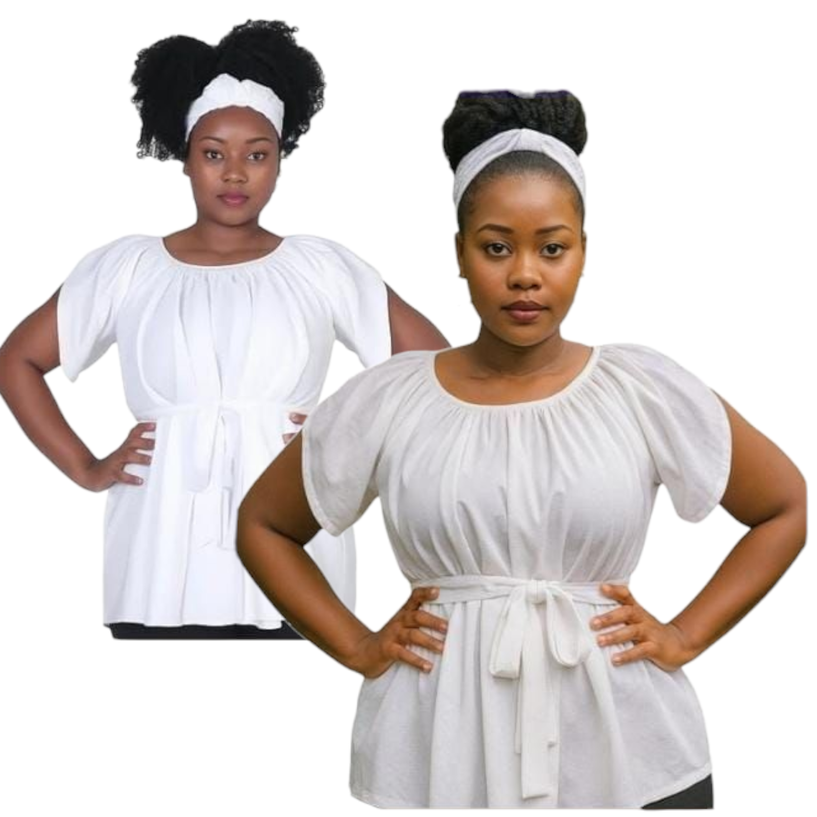 Cap sleeve Flare Blouse - White