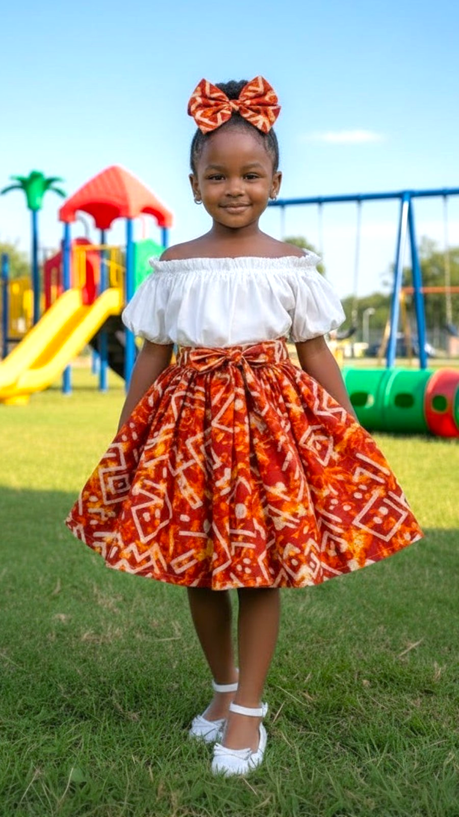 Little Girls Skirt & Bow Set-Kids Fiery K05