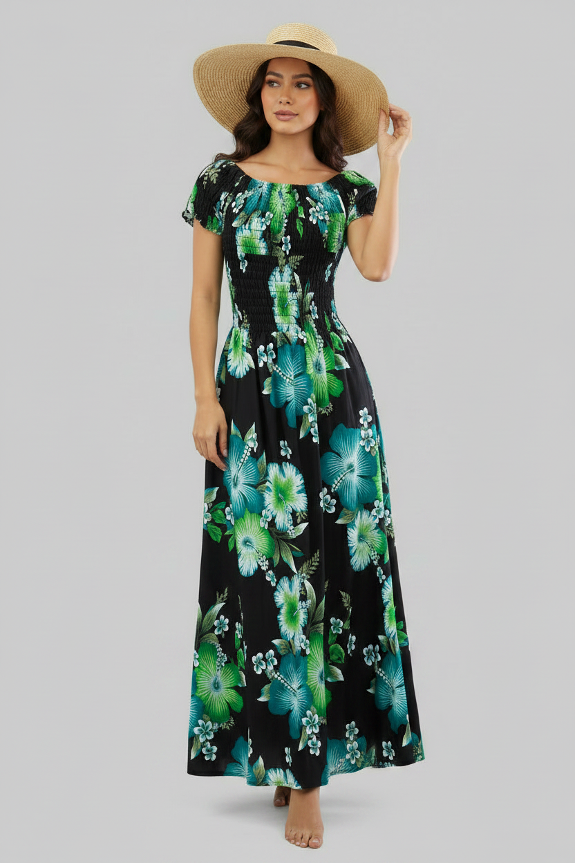 Hawaiian Floral Dress - Long 743R