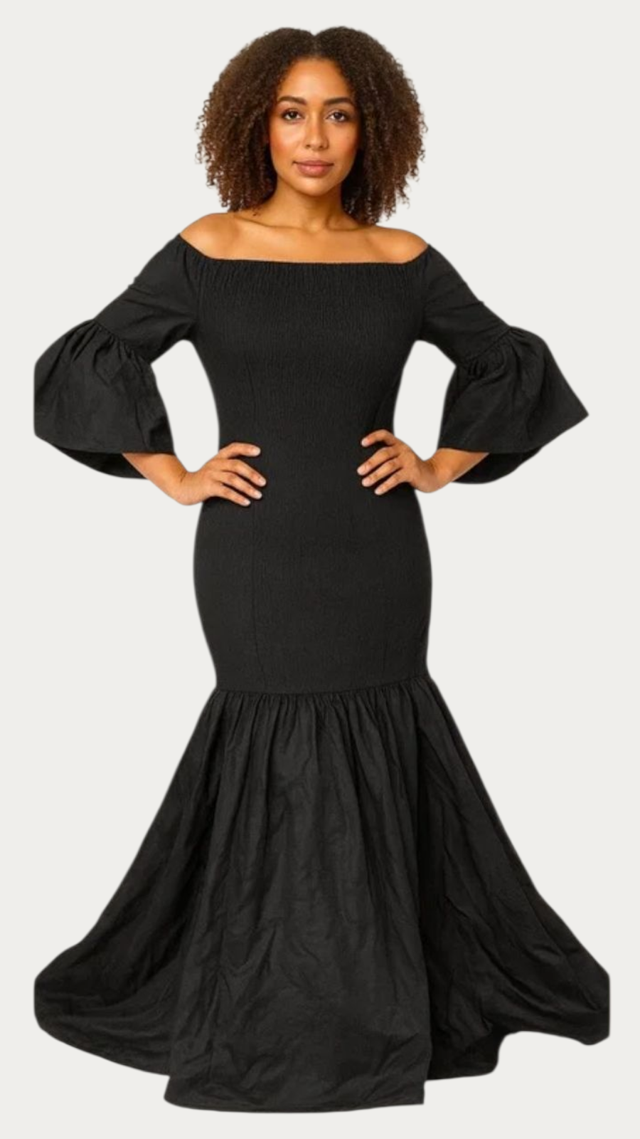 Smock Mermaid Dress - Black