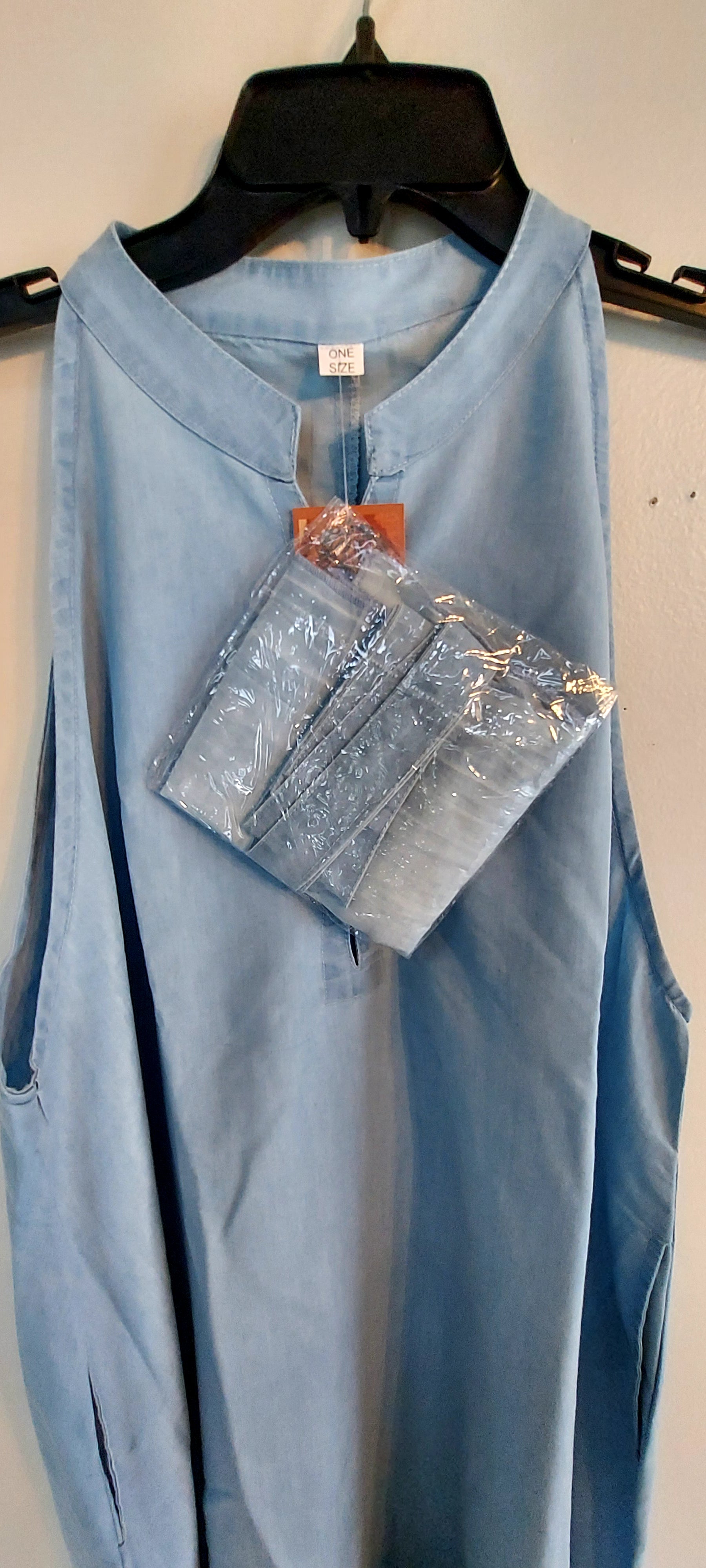 Haltered Neck Bottton Middi Dress 796 Light Denim