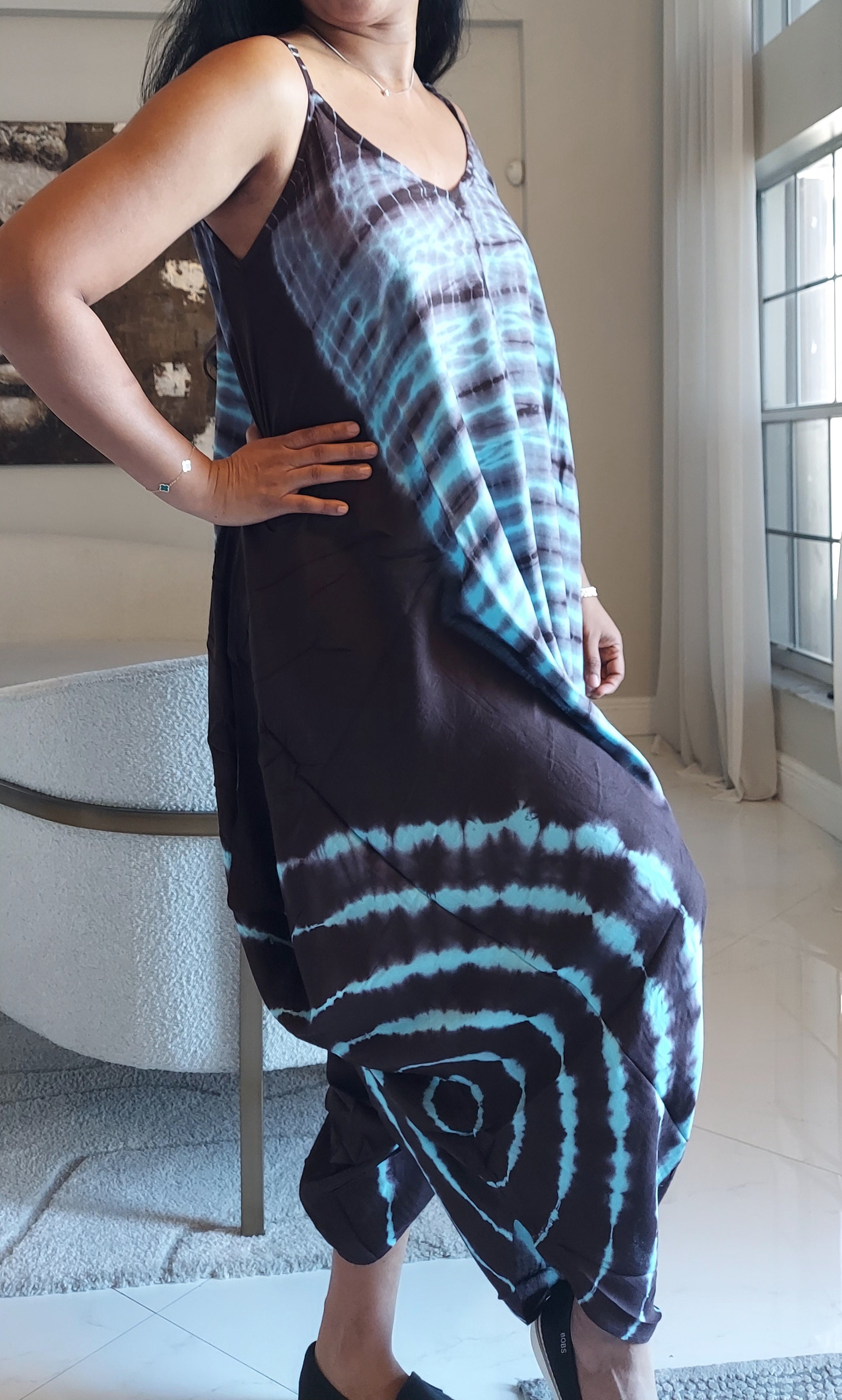 Harem Tie-Dye Jumpsuit 1105 Brown/Aqua