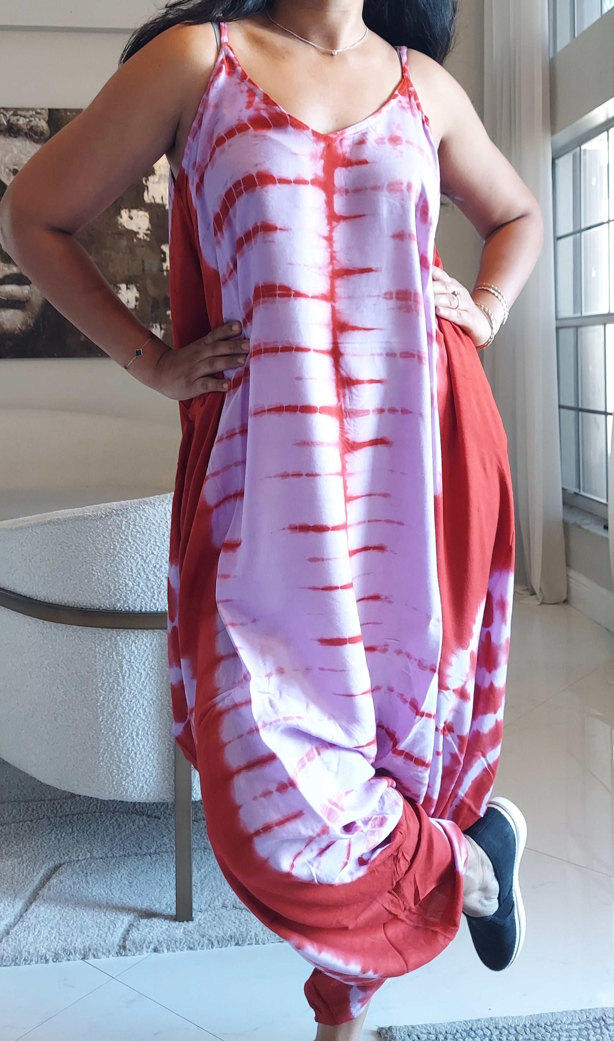Harem Tie-Dye Jumpsuit Red 1105