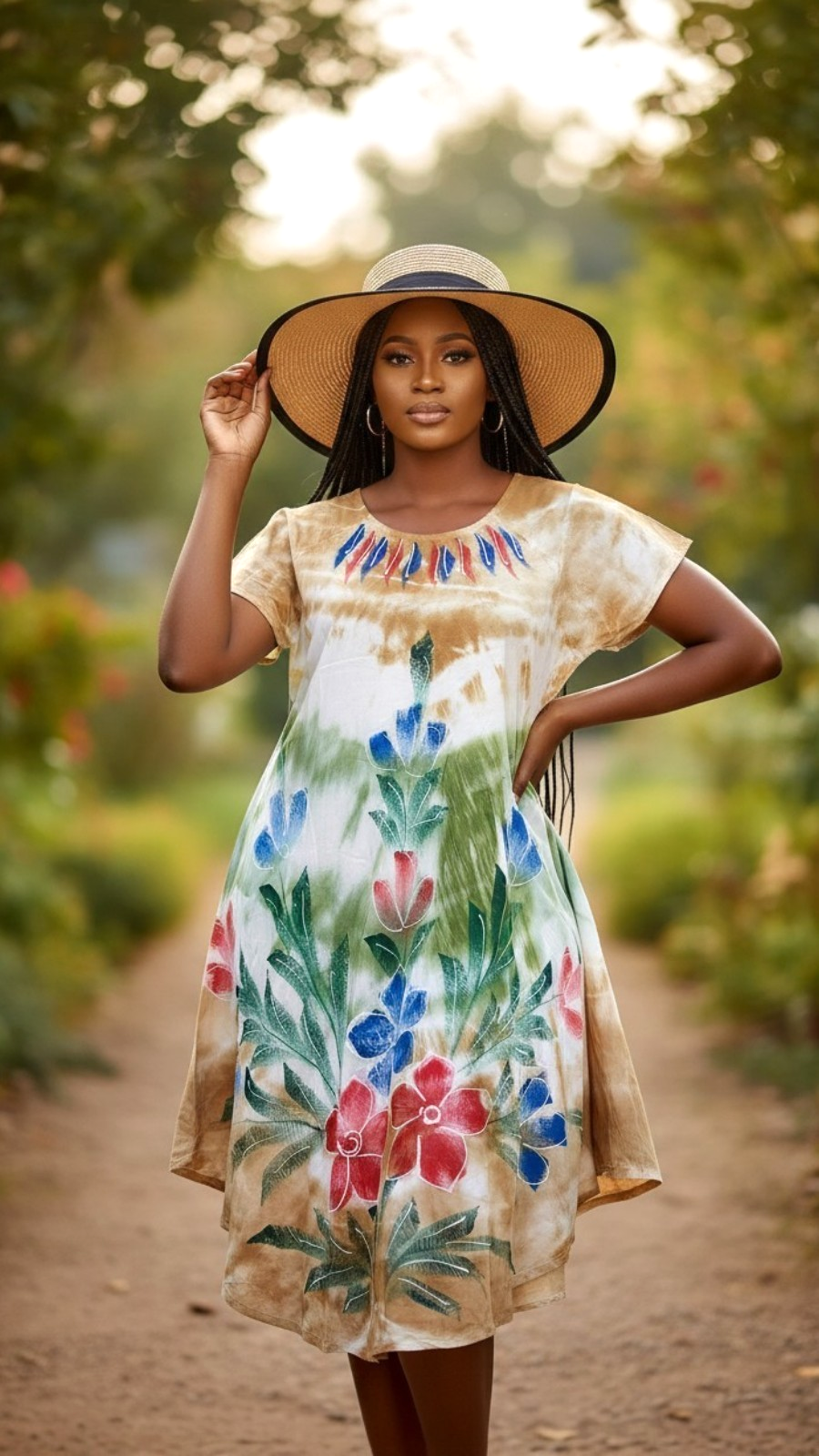 Women Umbrella Dress- Tropical Flowers 509