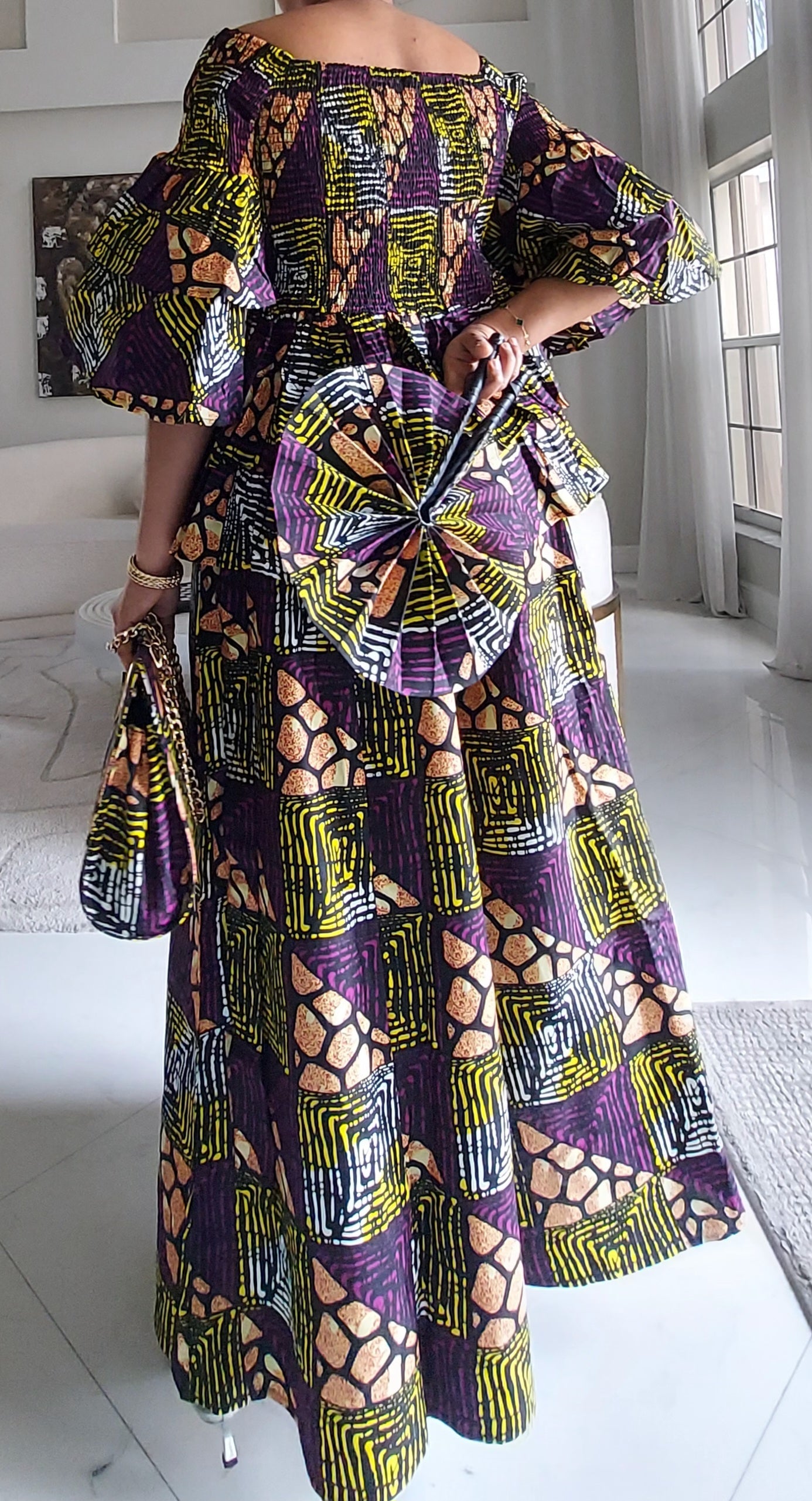 5-Piece African Ankara Pant Set Geometric - 019-PS14E