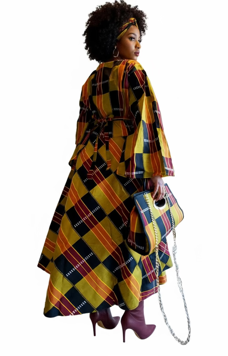 3pcs Set Maxi Skirt Pocketbook wrap Dress H